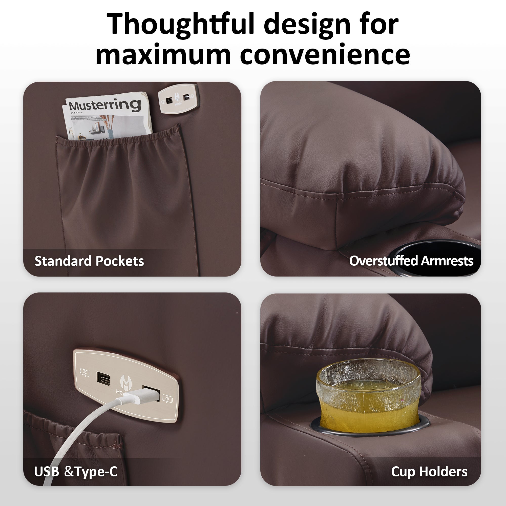 Power Lift Recliner Chair for Elderly, Dual Motor, Massage and Heat, Faux Leather 7680|7679|R7688|R7677