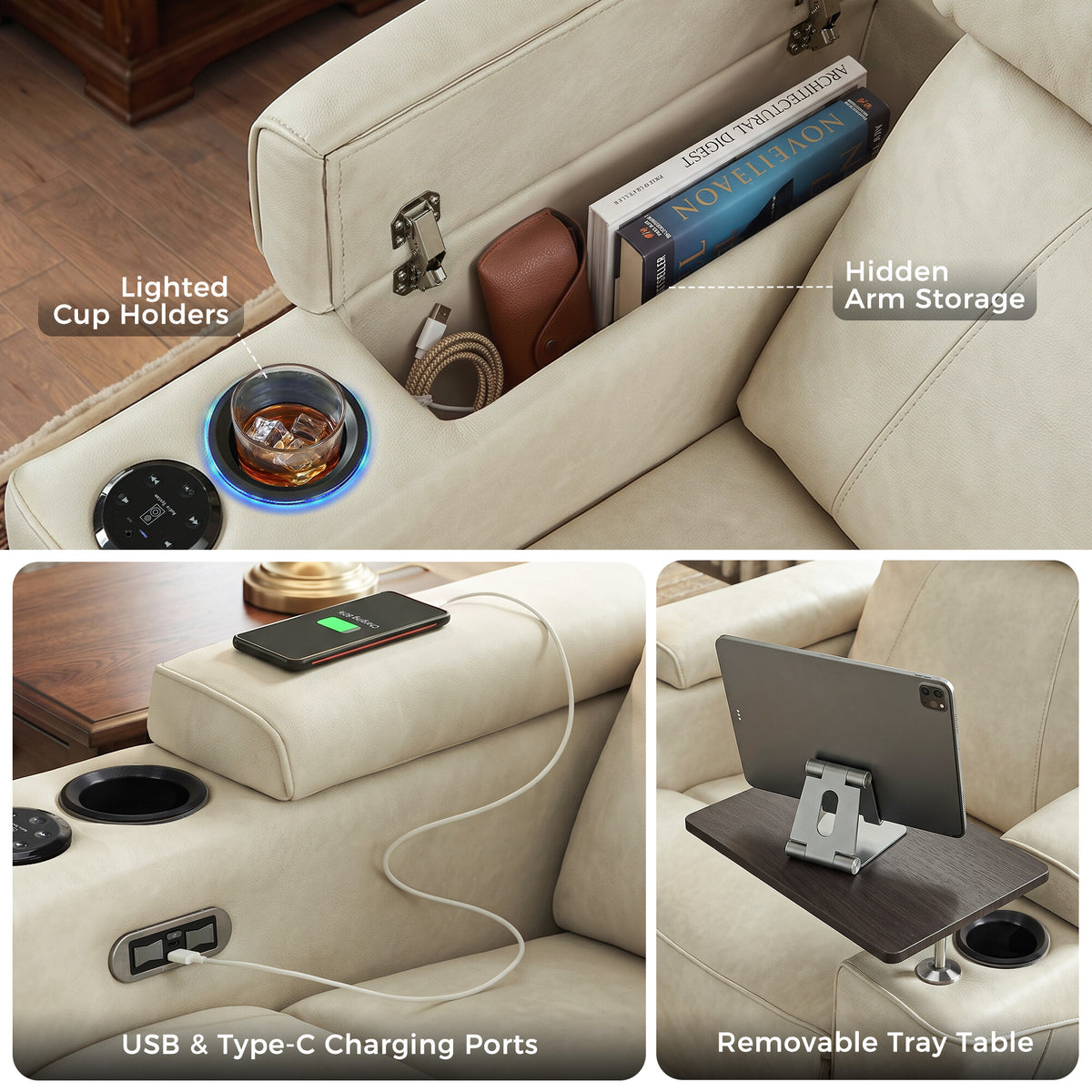 Wall Hugger Recliner Chair for RV, Theater Seating, HTS859