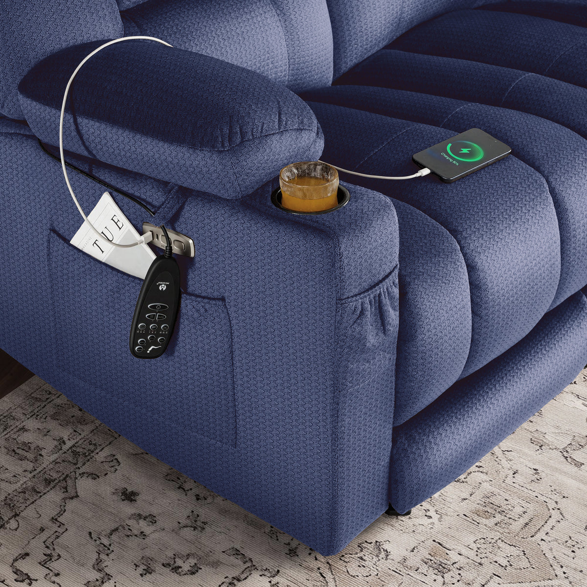 82 in 3 Seater Reclining Sofa with Heat and Massage PR648M3