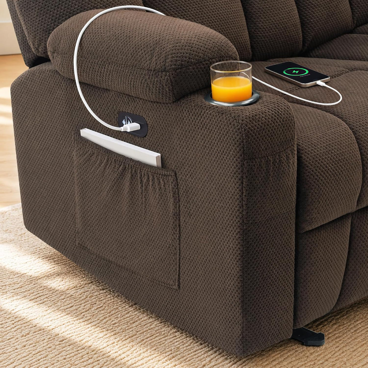 81 in 3 Seater Reclining Sofa with Heat and Massage 6034M3