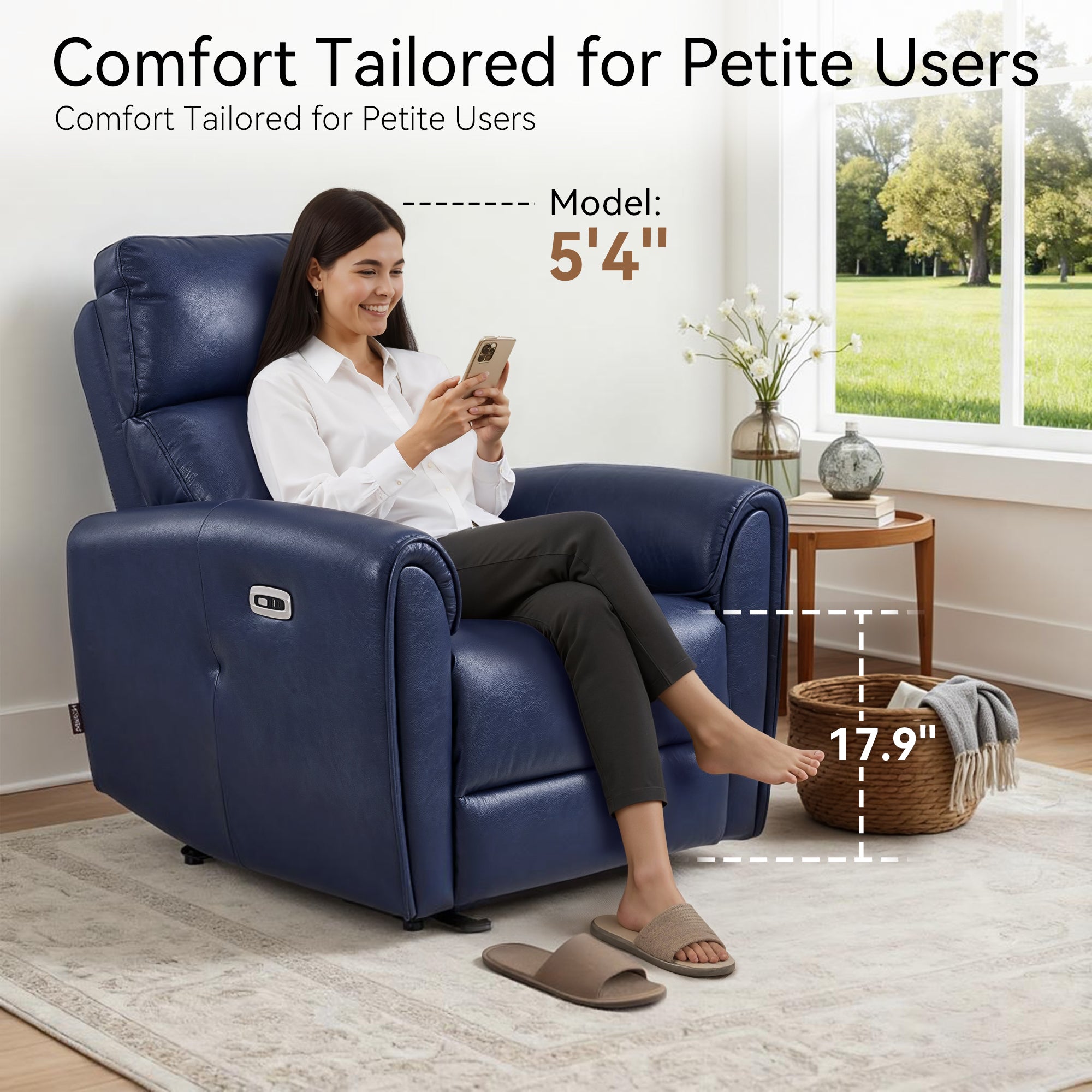 Zero Wall Hugger Recliners Chair for small space, Faux Leather PR699