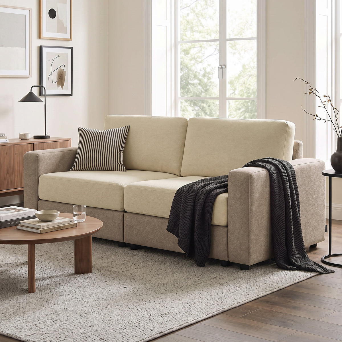 Oversized Sectional Sofa Couch with Storage Ottoman 6366