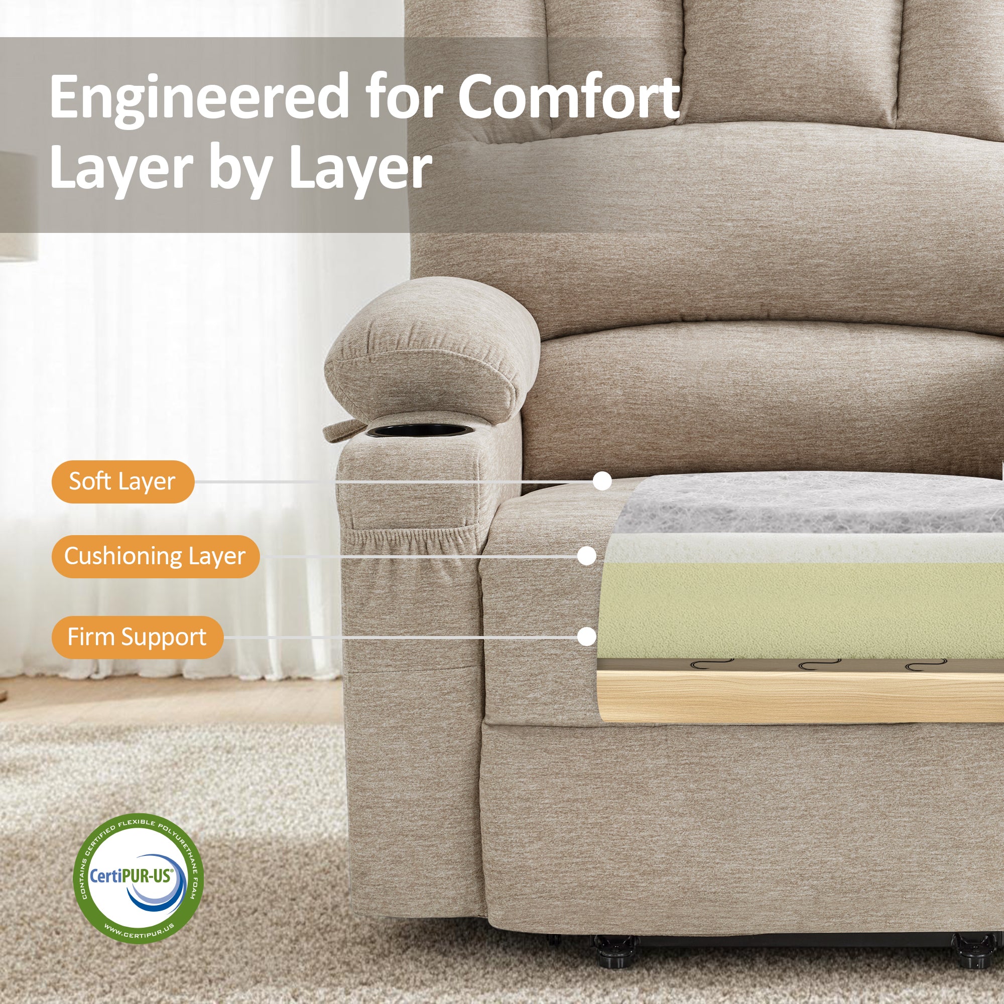 Power Lift Recliner Chair, Massage and Heat, Fabric 7095|7099|R7092|R7096