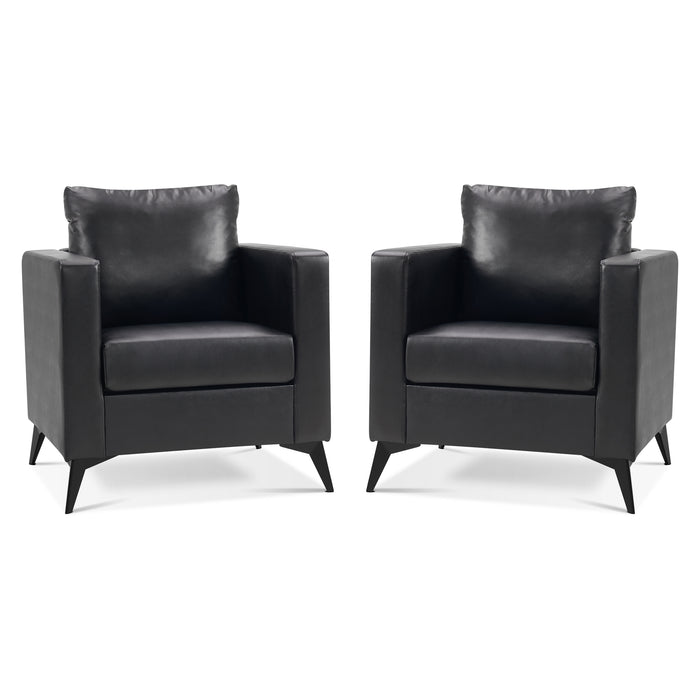 Mcombo Modern Accent Chair, Club Armchair with Metal Legs, Faux Leather Single Sofa Chairs for Living Room Bedroom Office LW654