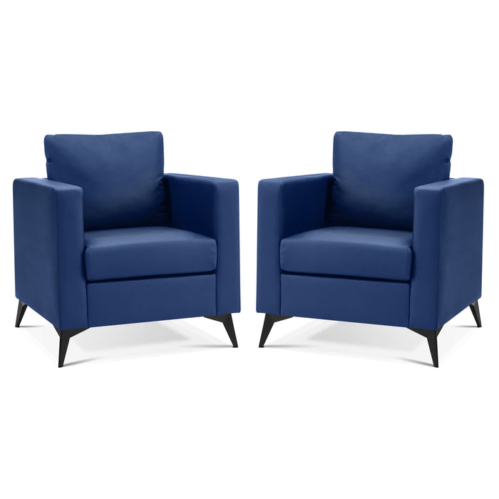 Mcombo Modern Accent Chair, Club Armchair with Metal Legs, Faux Leather Single Sofa Chairs for Living Room Bedroom Office LW654