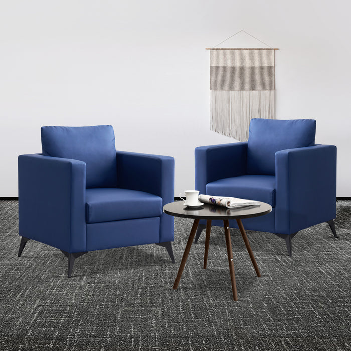 Mcombo Modern Accent Chair, Club Armchair with Metal Legs, Faux Leather Single Sofa Chairs for Living Room Bedroom Office LW654