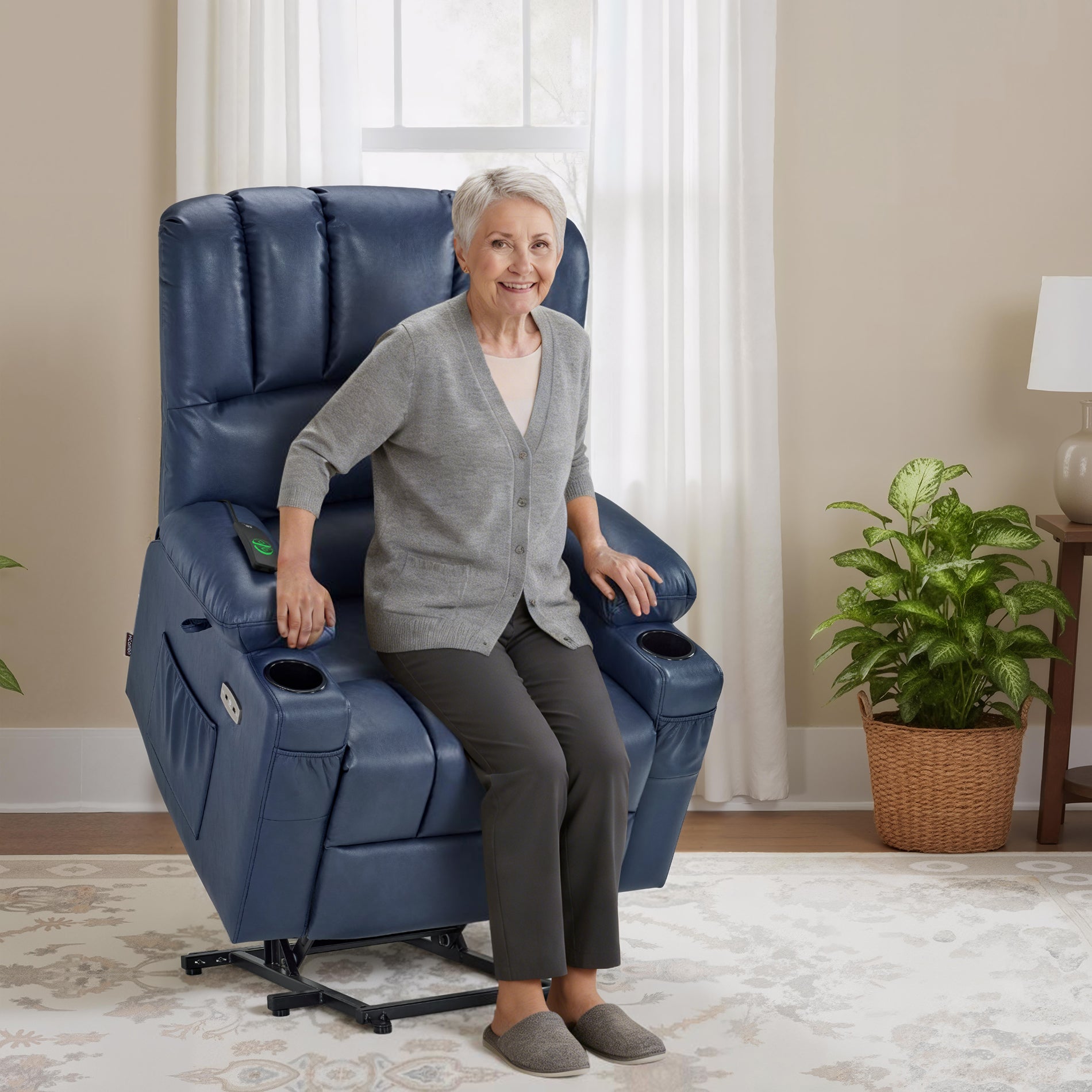 Power Lift Recliner Chair for Elderly, Massage and Heat, Faux Leather 7095|7099|R7092|R7096