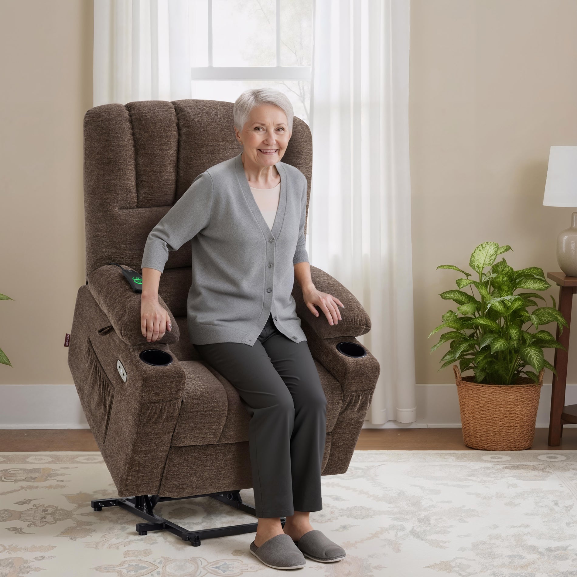 Power Lift Recliner Chair, Massage and Heat, Fabric 7095|7099|R7092|R7096