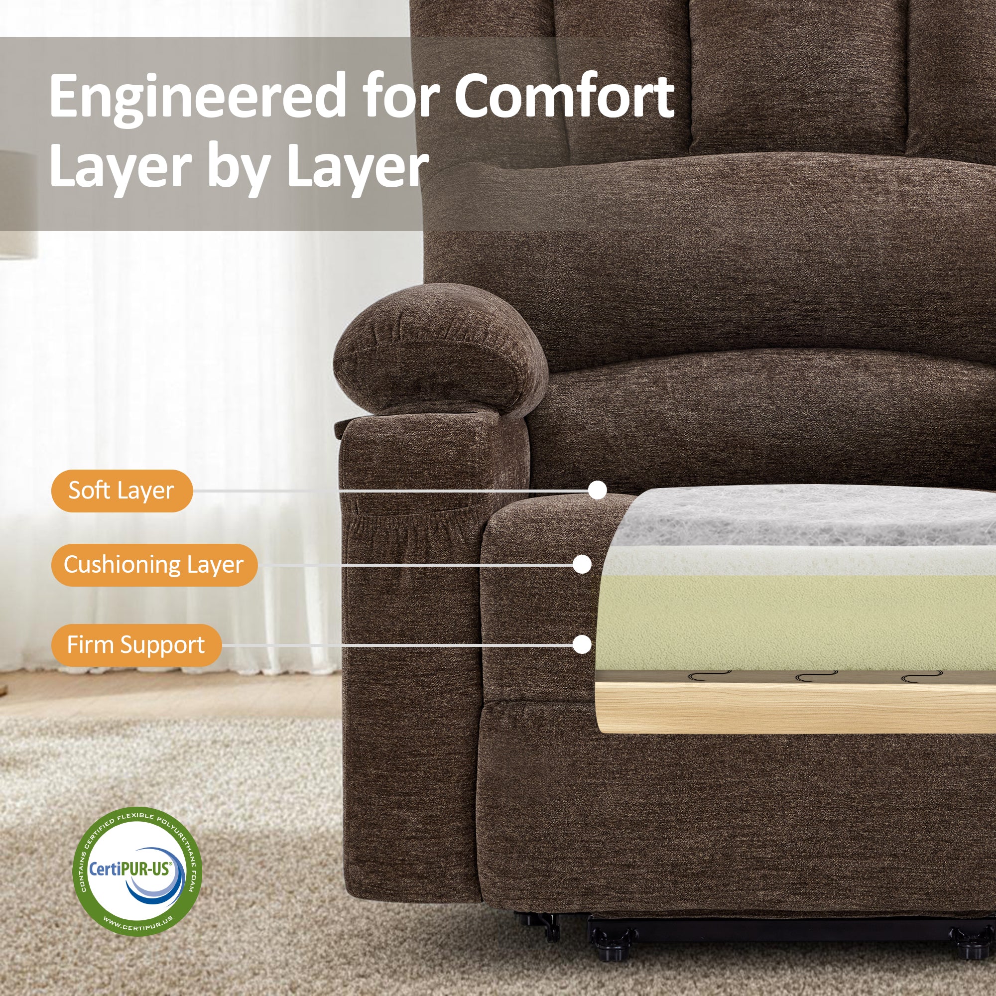 Power Lift Recliner Chair, Massage and Heat, Fabric 7095|7099|R7092|R7096