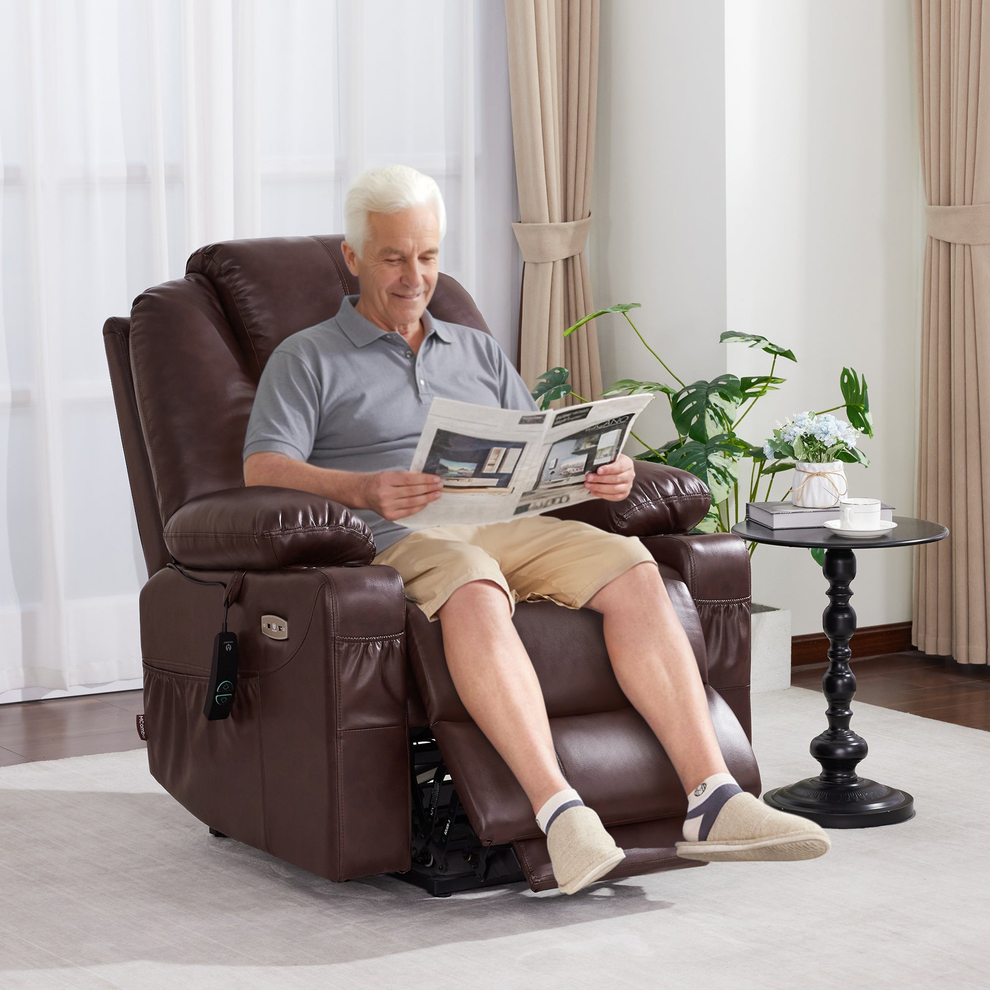 Power Lift Recliner Chair for Elderly, Massage and Heat, Faux Leather 7040|7516|7141|R7045|R7510