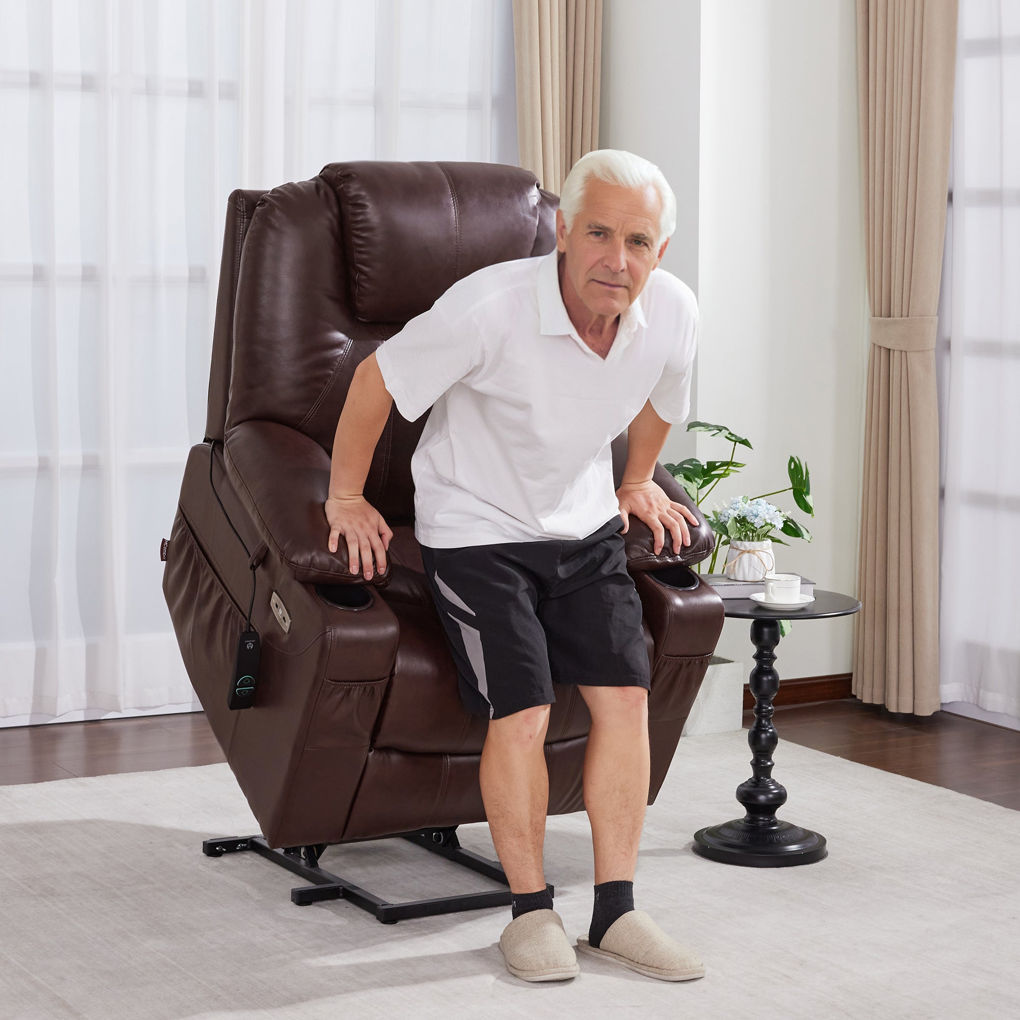 Power Lift Recliner Chair for Elderly, Massage and Heat, Faux Leather 7040|7516|7141|R7045|R7510