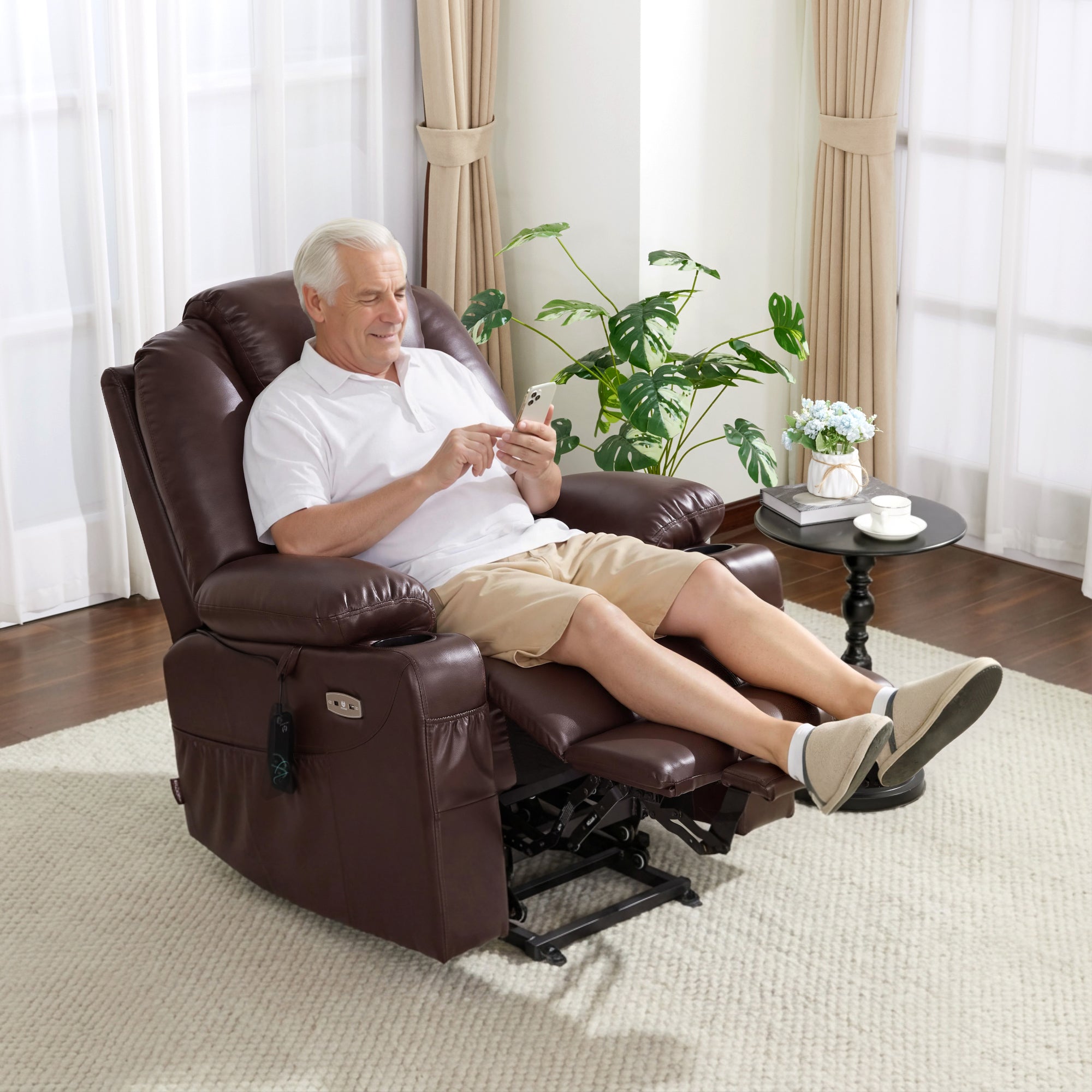 Power Lift Recliner Chair for Elderly, Massage and Heat, Faux Leather 7040|7516|7141|R7045|R7510