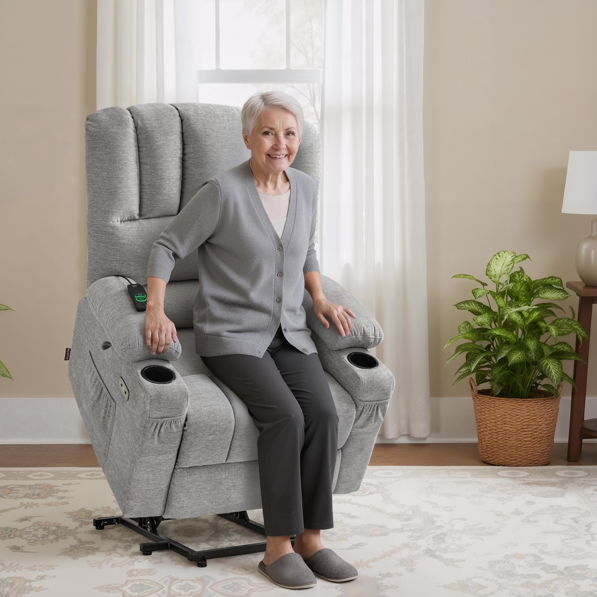 Power Lift Recliner Chair, Massage and Heat, Fabric 7095|7099|R7092|R7096