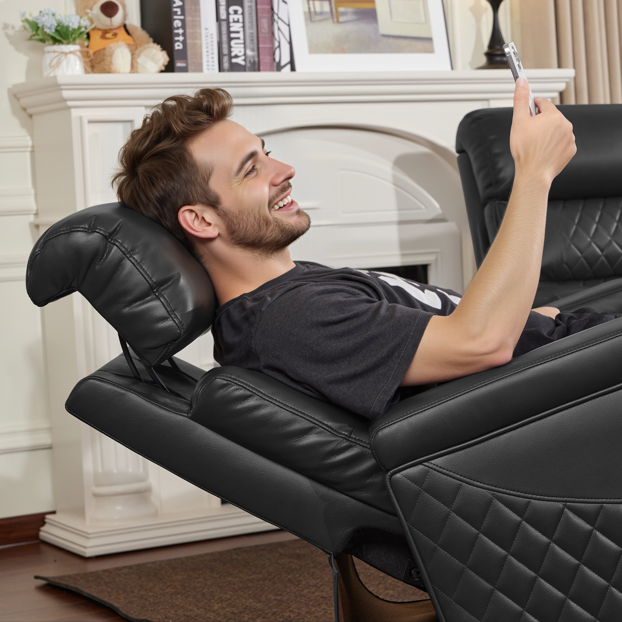 Power Reclining Loveseat, Home Theater Seating, Faux leather HTS470
