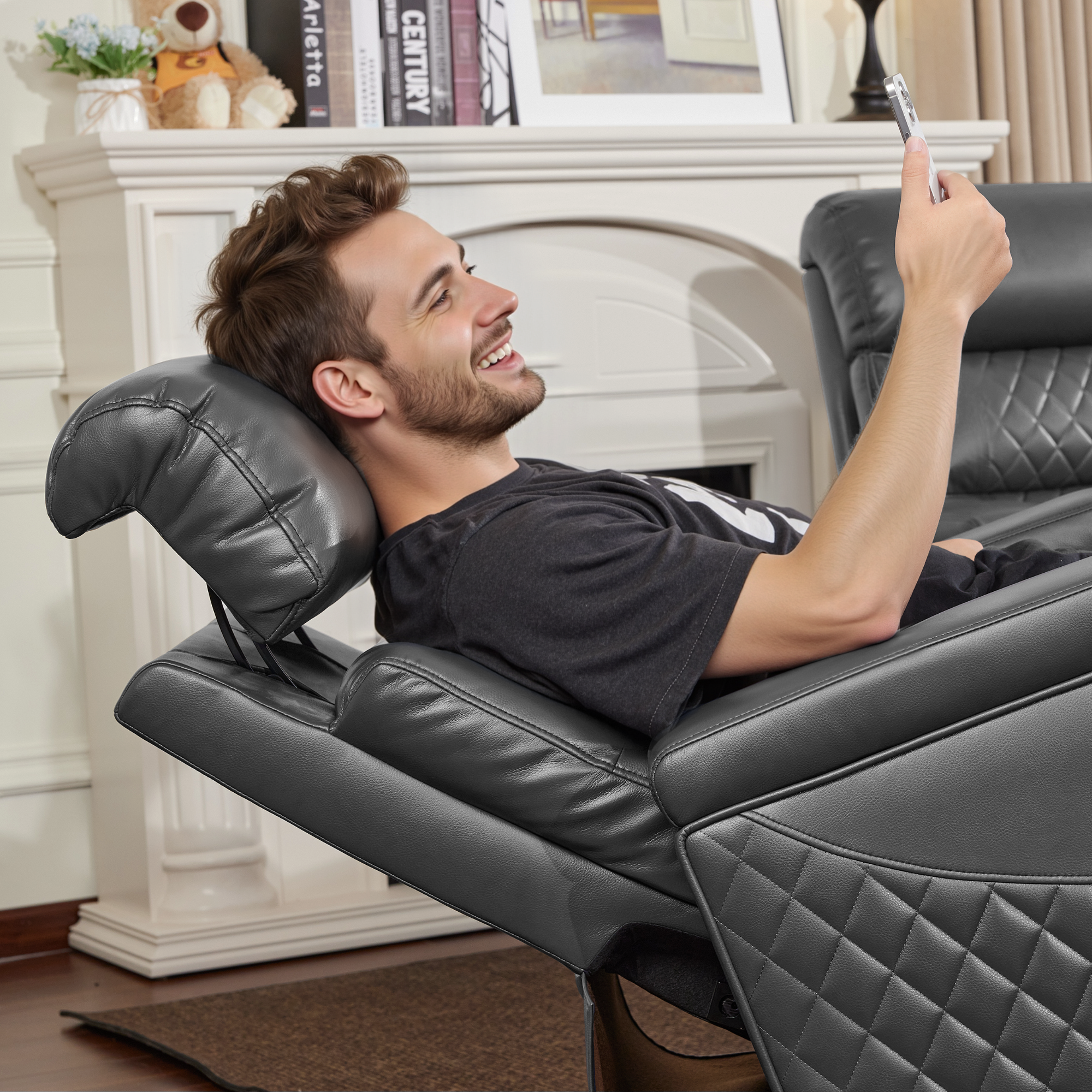 Power Reclining Loveseat, Home Theater Seating, Faux leather HTS470