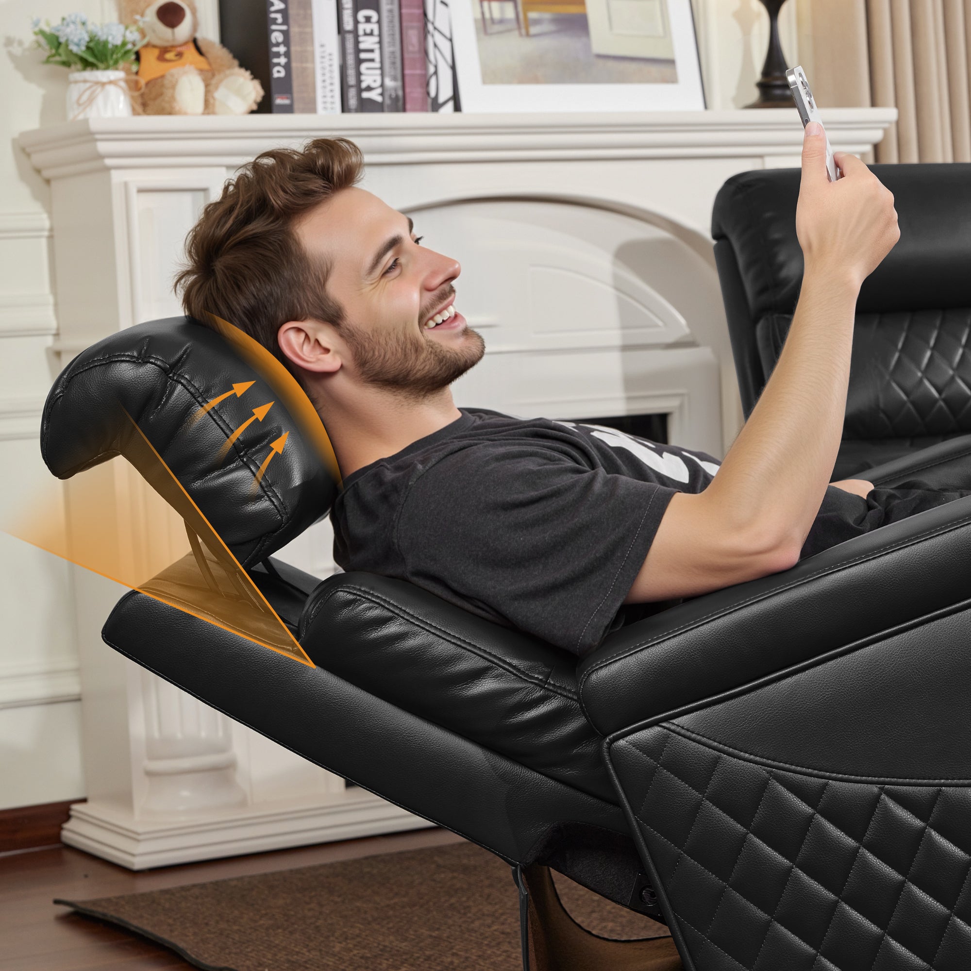 Power Reclining Sofa, Home Theater Seating, Faux leather HTS564