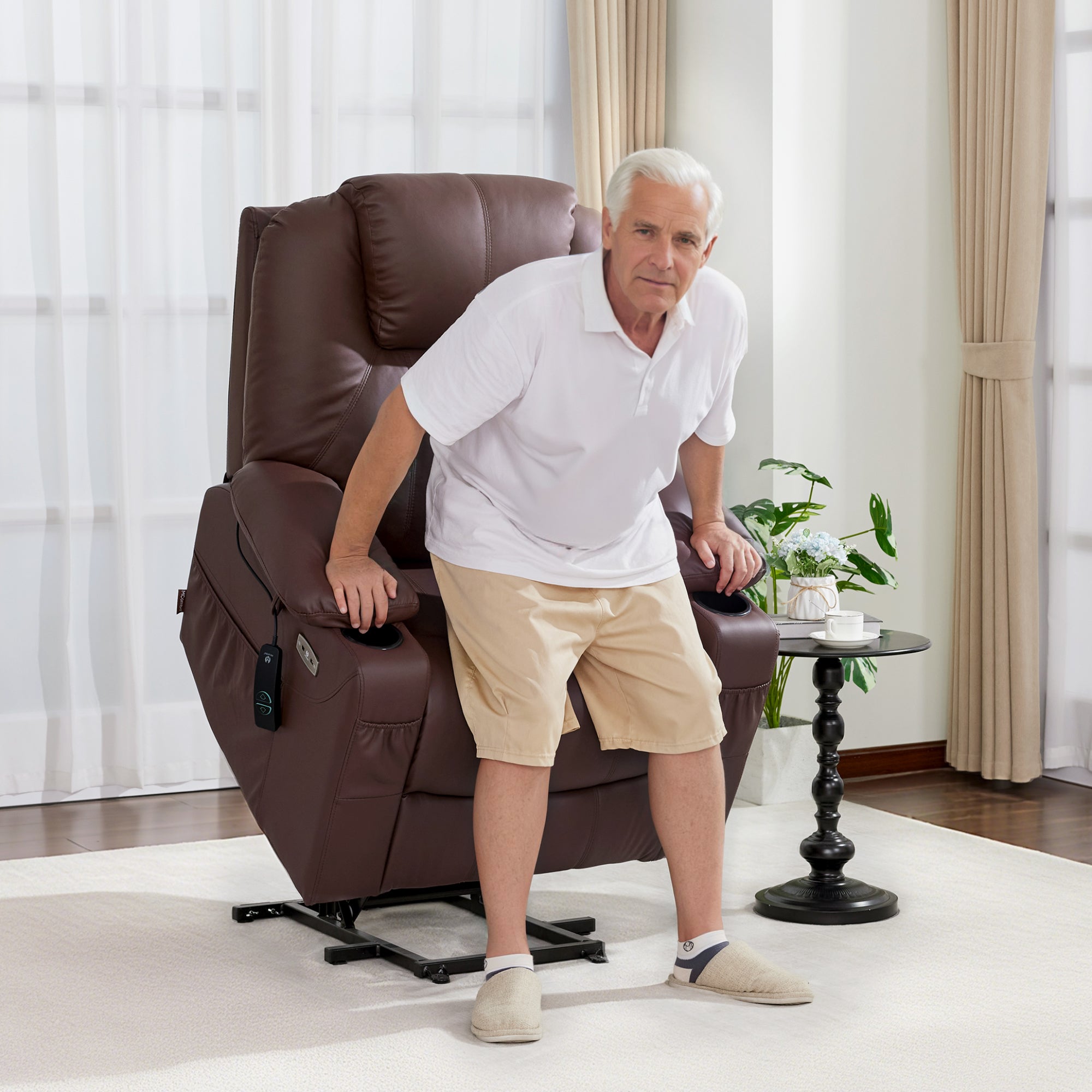 Power Lift Recliner Chair for Elderly, Massage and Heat, Faux Leather 7040|7516|7141|R7045|R7510