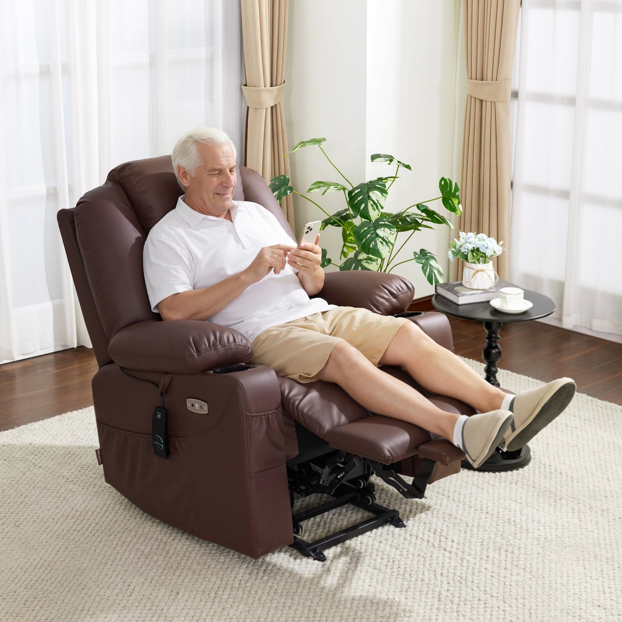 Power Lift Recliner Chair for Elderly, Massage and Heat, Faux Leather 7040|7516|7141|R7045|R7510