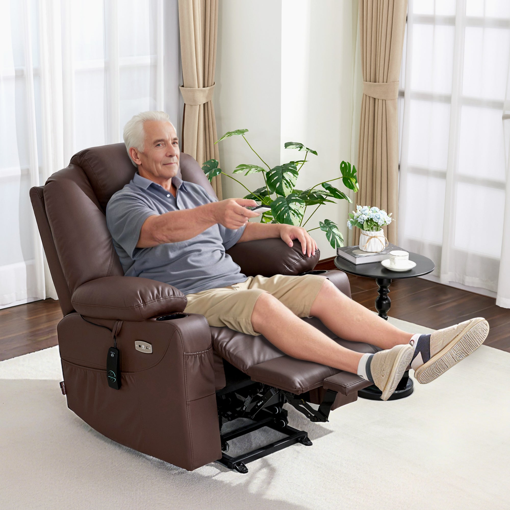 Power Lift Recliner Chair for Elderly, Massage and Heat, Faux Leather 7040|7516|7141|R7045|R7510