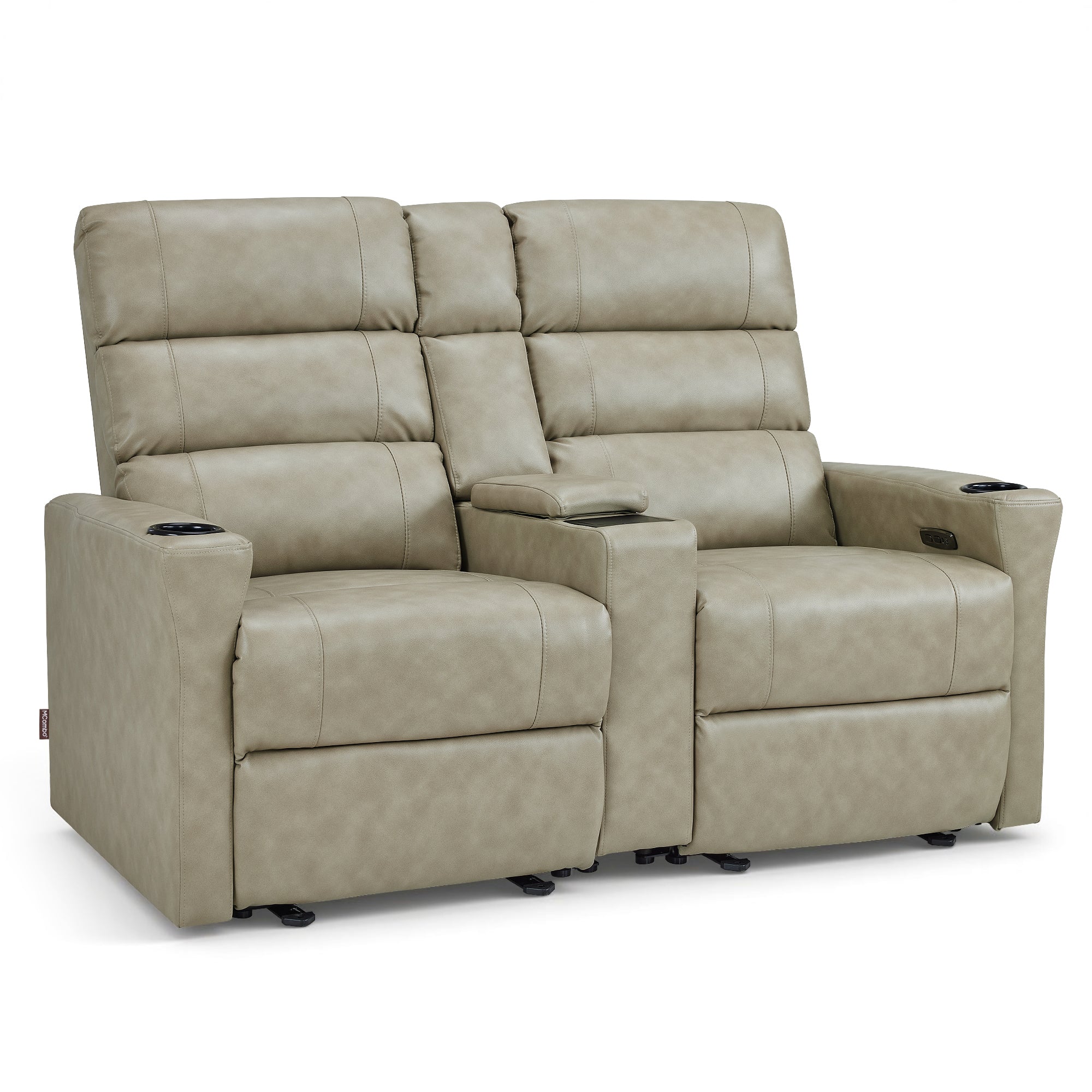 MCombo 62.6'' RV Recliner Loveseat Sofa with Console, Zero Wall Hugger Power Loveseat Recliner with USB Charge Ports, Outlet, for RVs, Living Rooms PR781