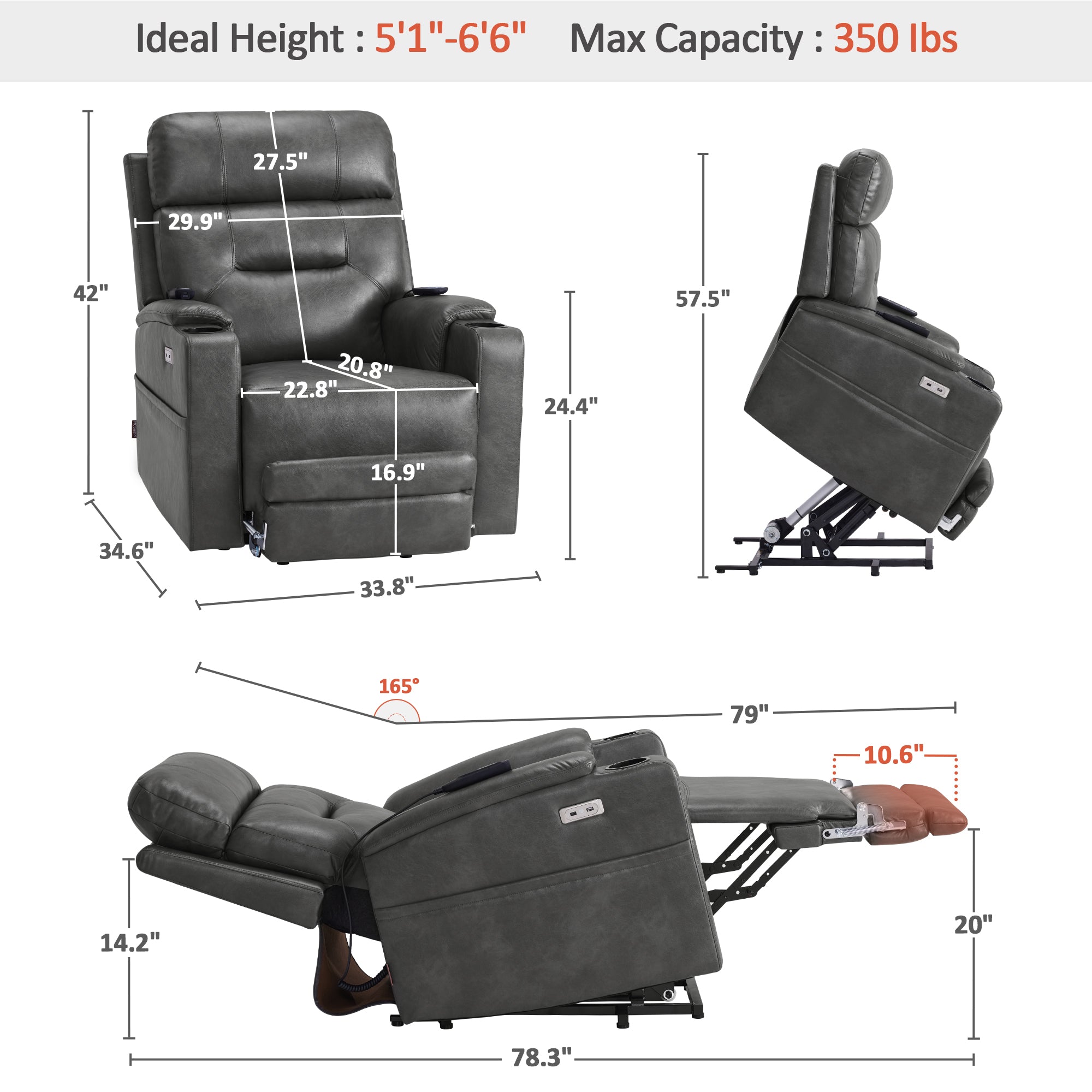 Dual Motor Power Lift Recliner Chair for Elderly