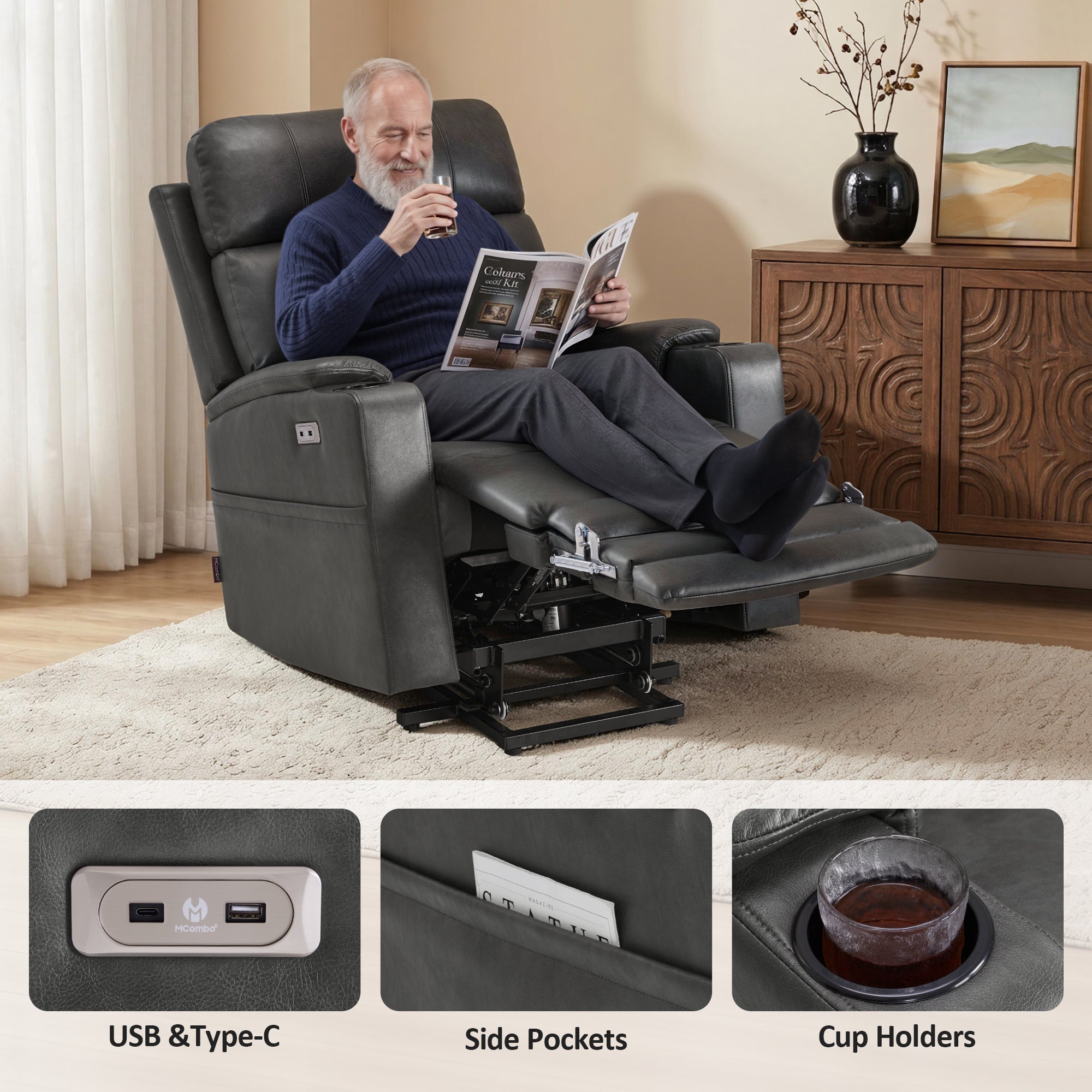 Dual Motor Power Lift Recliner Chair for Elderly