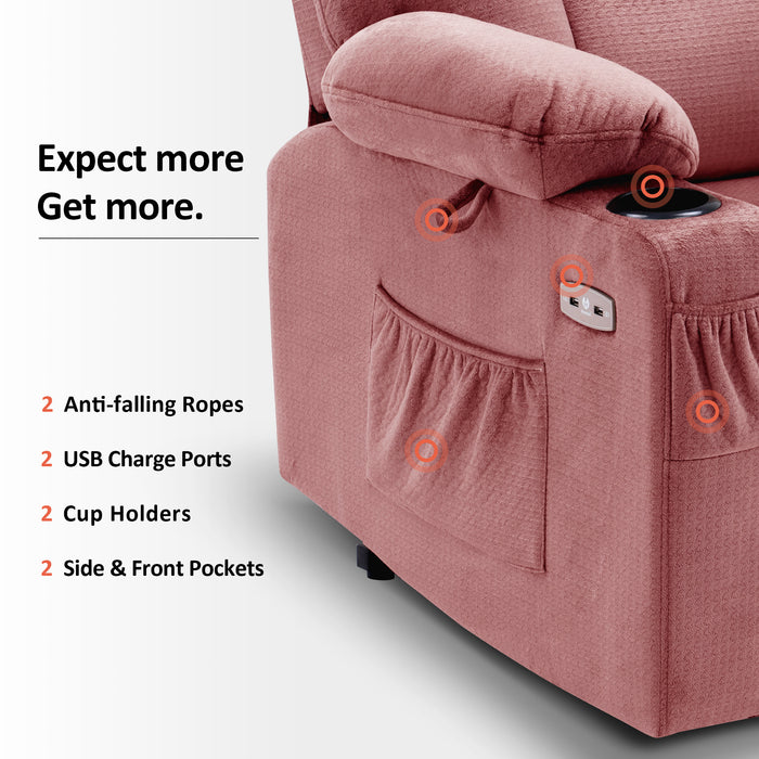 Mcombo Small Power Lift Recliner Chair with Massage and Heat for Short Elderly People, Fabric 7569