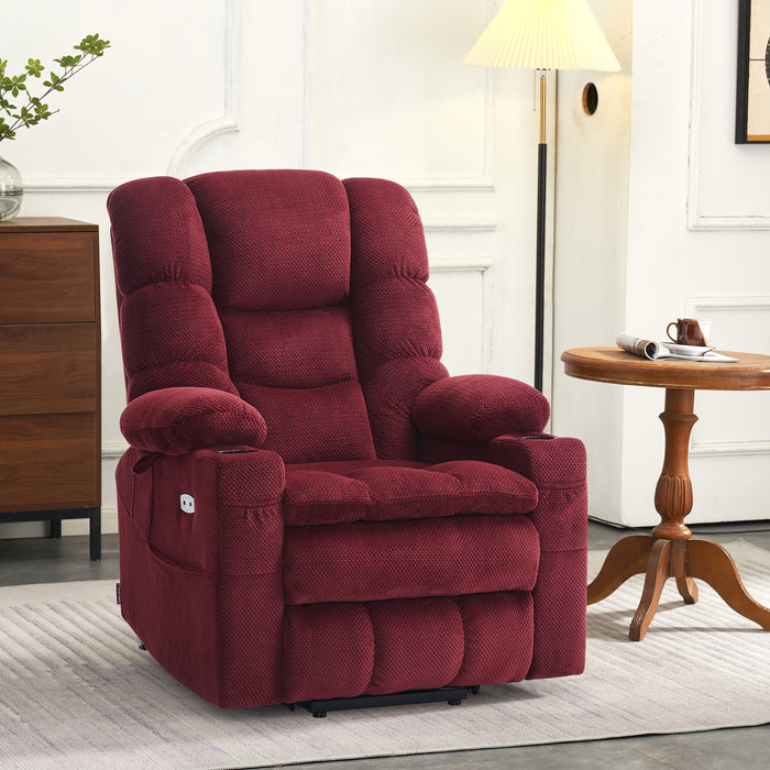 MCombo Large Dual Motor Power Lift Recliner Chair with Massage and Dual Heating, Adjustable Headrest for Big and Tall Elderly People, Fabric 7634