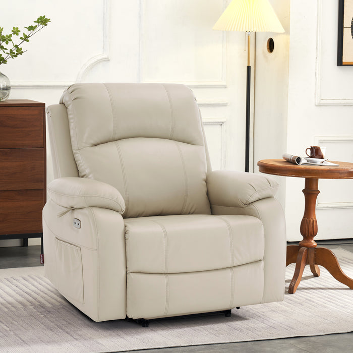 MCombo Small-Wide Power Lift Recliner Chair with Massage and Heat for Short People, Faux Leather R7410