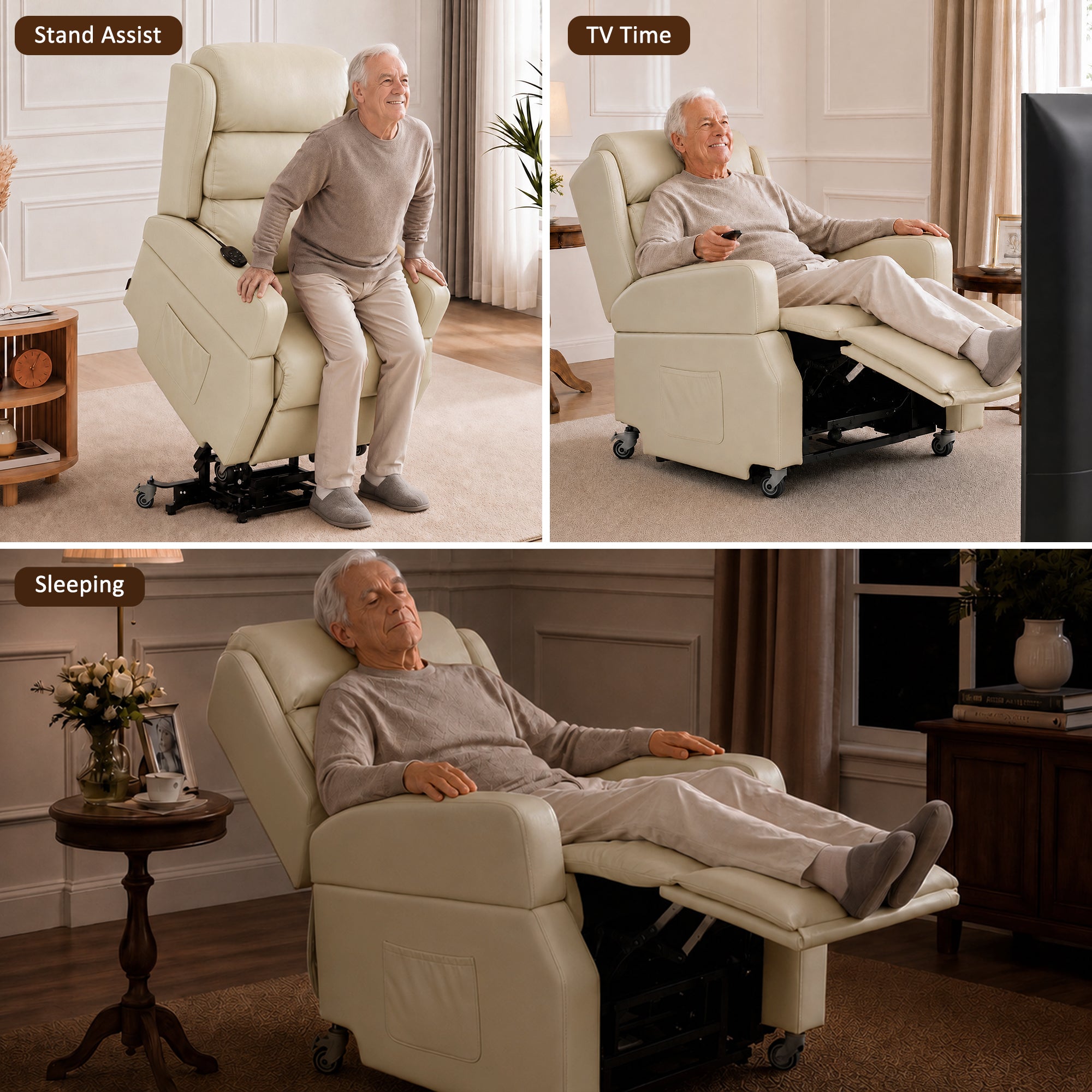 Power Lift Recliner with Wheels & Removable Armrests 7118