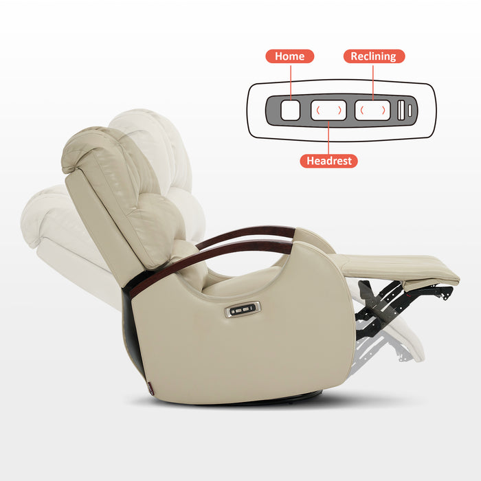 MCombo Power Swivel Glider Rocker Recliner with Adjustable Headrest for Nursery, Breathable Leather PR616