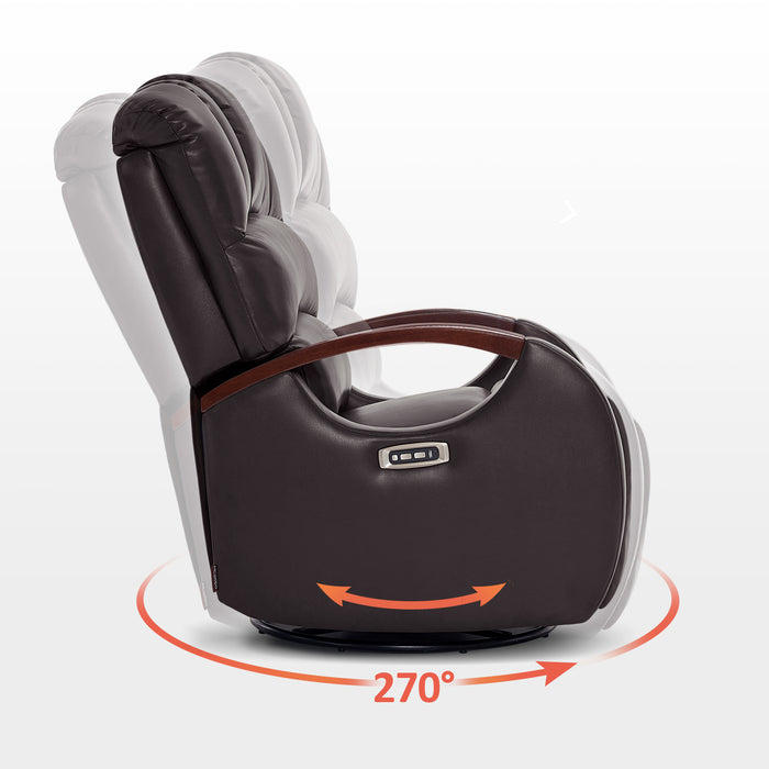 MCombo Power Swivel Glider Rocker Recliner with Adjustable Headrest for Nursery, Breathable Leather PR616