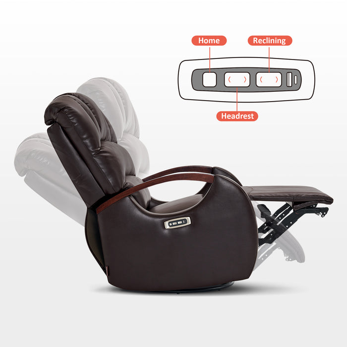 MCombo Power Swivel Glider Rocker Recliner with Adjustable Headrest for Nursery, Breathable Leather PR616