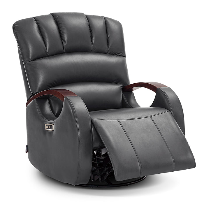 MCombo Power Swivel Glider Rocker Recliner with Adjustable Headrest for Nursery, Breathable Leather PR616