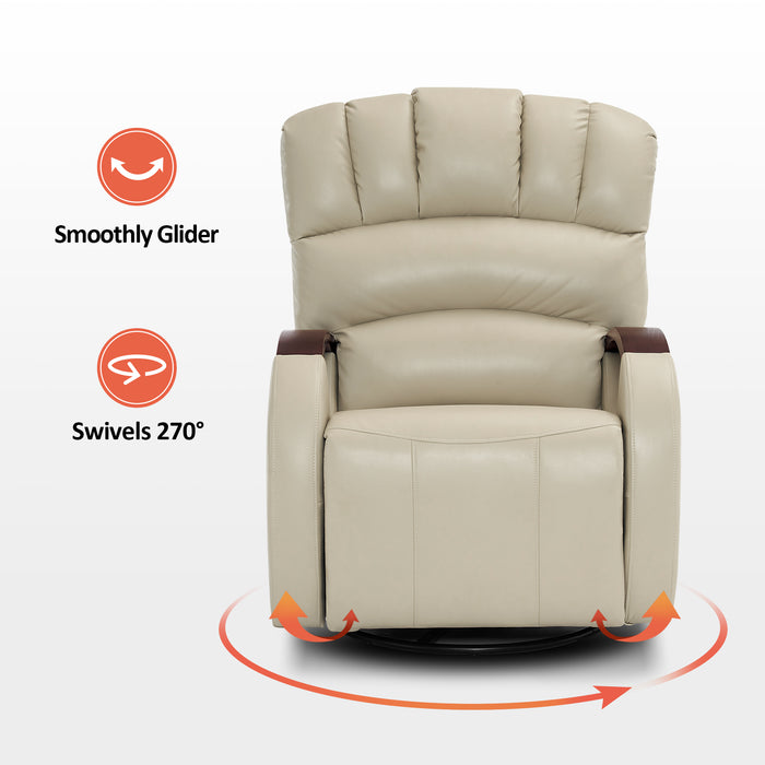 MCombo Power Swivel Glider Rocker Recliner with Adjustable Headrest for Nursery, Breathable Leather PR616