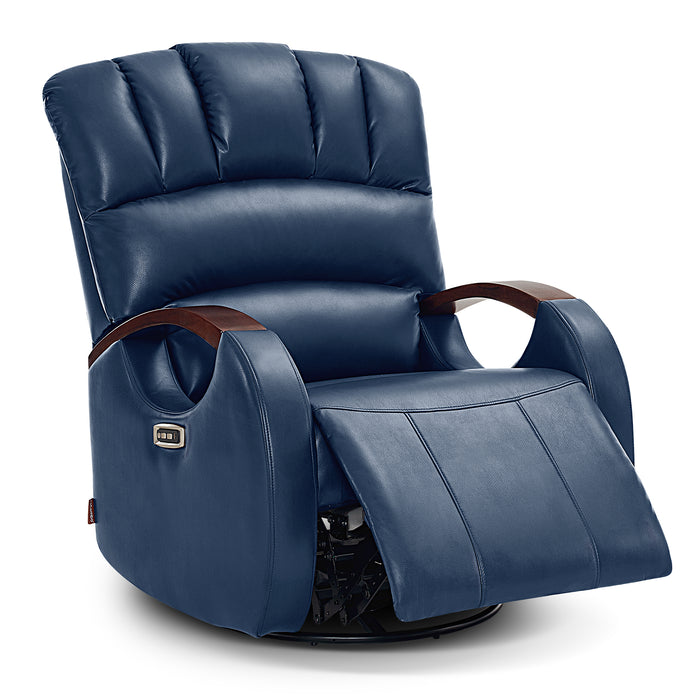 MCombo Power Swivel Glider Rocker Recliner with Adjustable Headrest for Nursery, Breathable Leather PR616