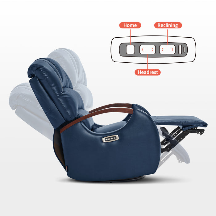MCombo Power Swivel Glider Rocker Recliner with Adjustable Headrest for Nursery, Breathable Leather PR616