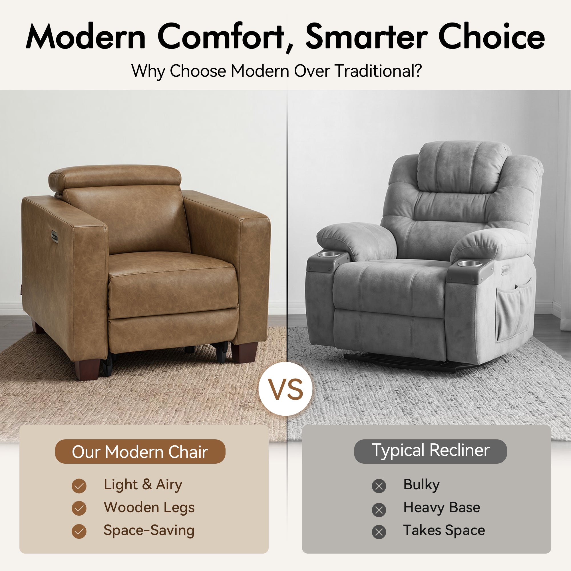 Zero Wall Hugger Power Recliner with Power Headrest, HL128