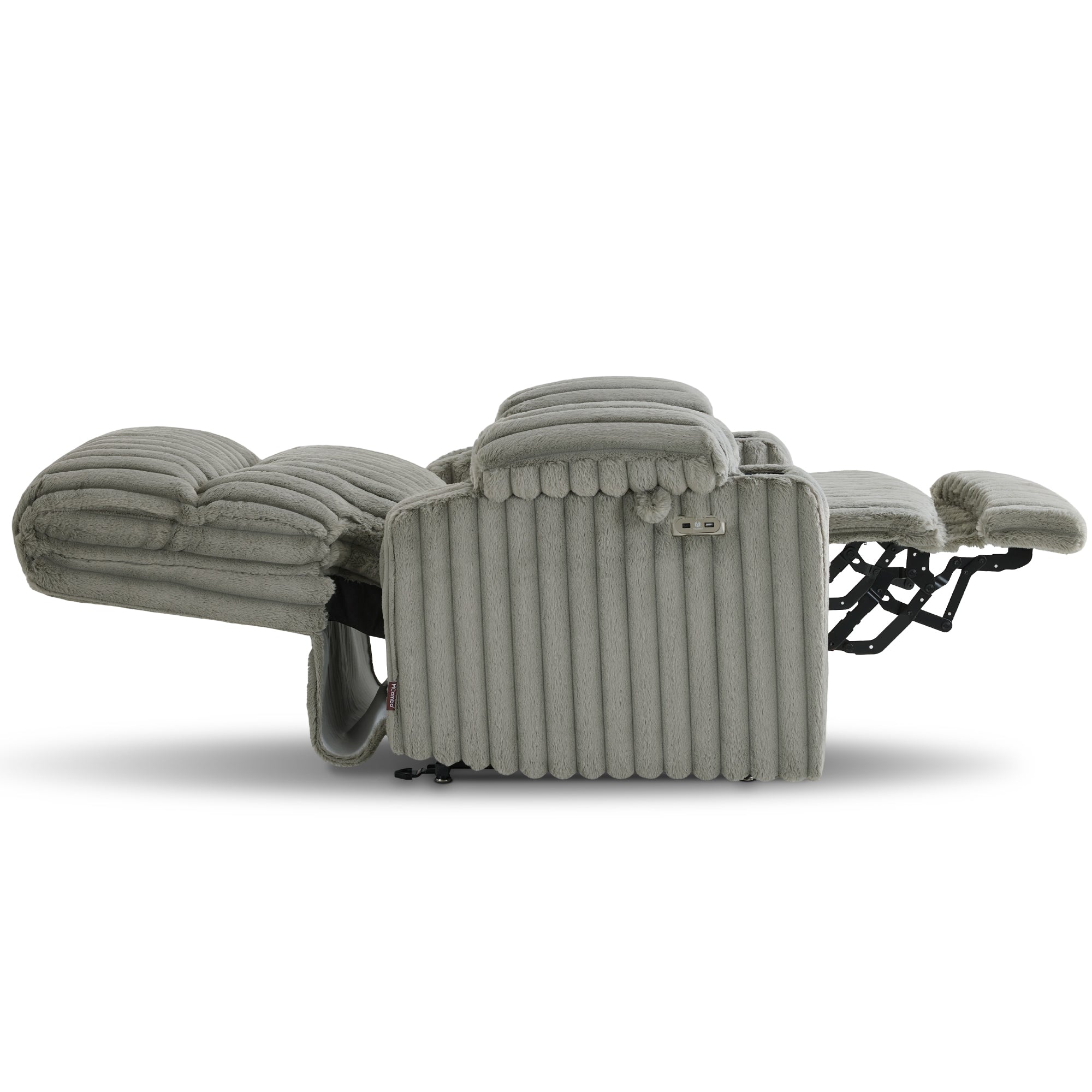 Dual Motor 180° Lay Flat Power Lift Chair with Full-Body Heat, Imitation Rabbit Fur R7123
