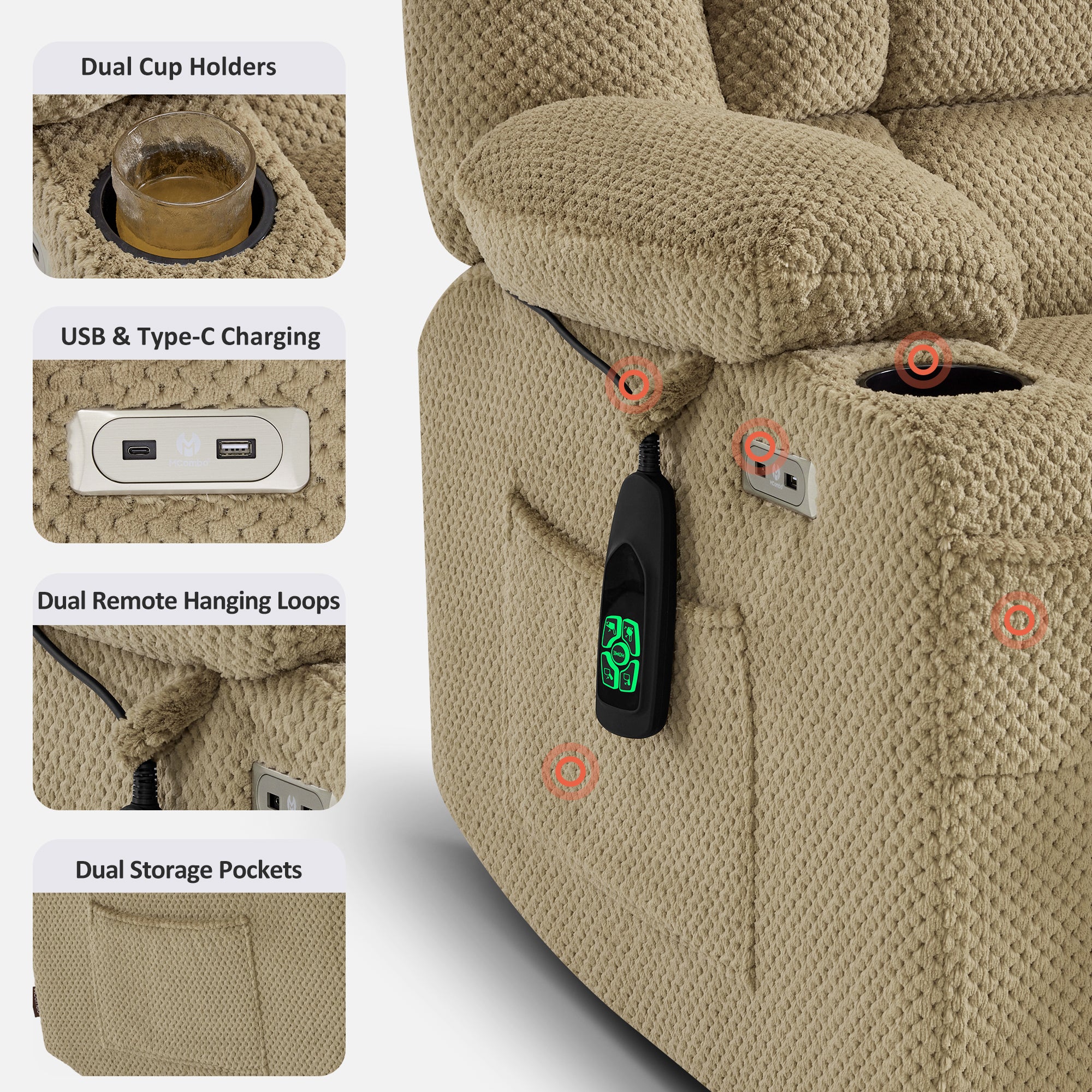 Dual Motor Power Lift Recliner Chair for Elderly, Massage and Heat, Lay Flat for Sleeping, Fabric 7890|7893|7896|R7897|R7891|R7894