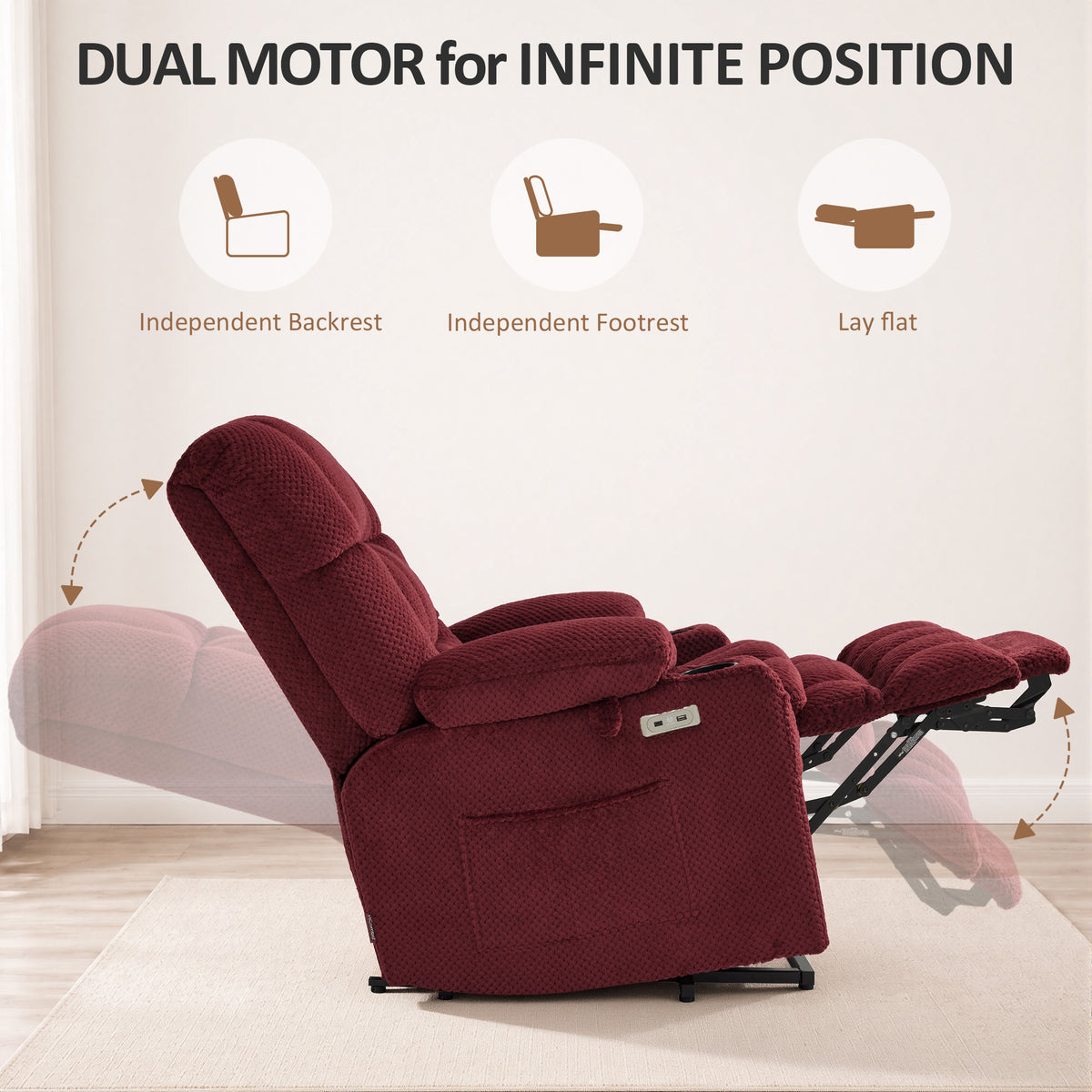 Dual Motor Power Lift Recliner Chair for Elderly, Massage and Heat, Lay Flat for Sleeping, Fabric 7890|7893|7896|R7897|R7891|R7894