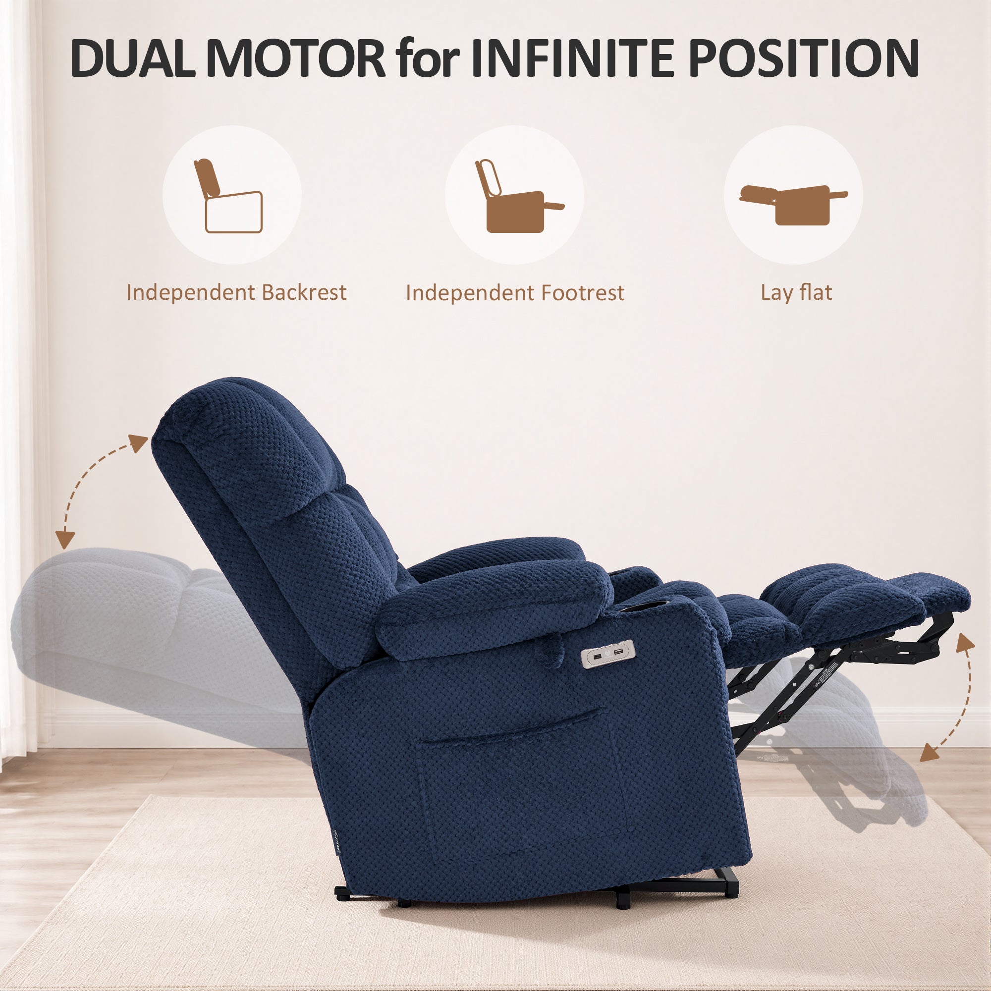 Dual Motor Power Lift Recliner Chair for Elderly, Massage and Heat, Lay Flat for Sleeping, Fabric 7890|7893|7896|R7897|R7891|R7894