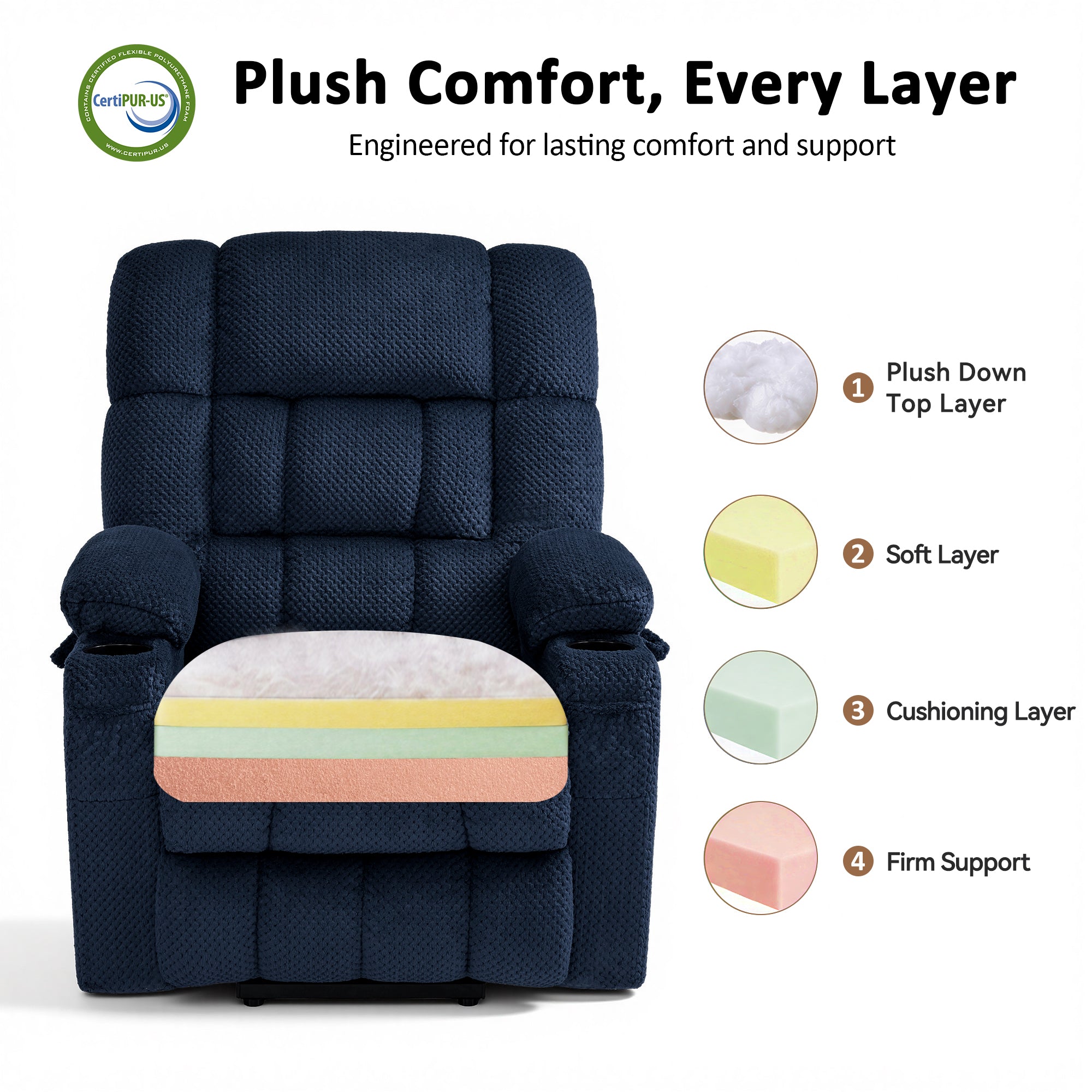 Dual Motor Power Lift Recliner Chair for Elderly, Massage and Heat, Lay Flat for Sleeping, Fabric 7890|7893|7896|R7897|R7891|R7894