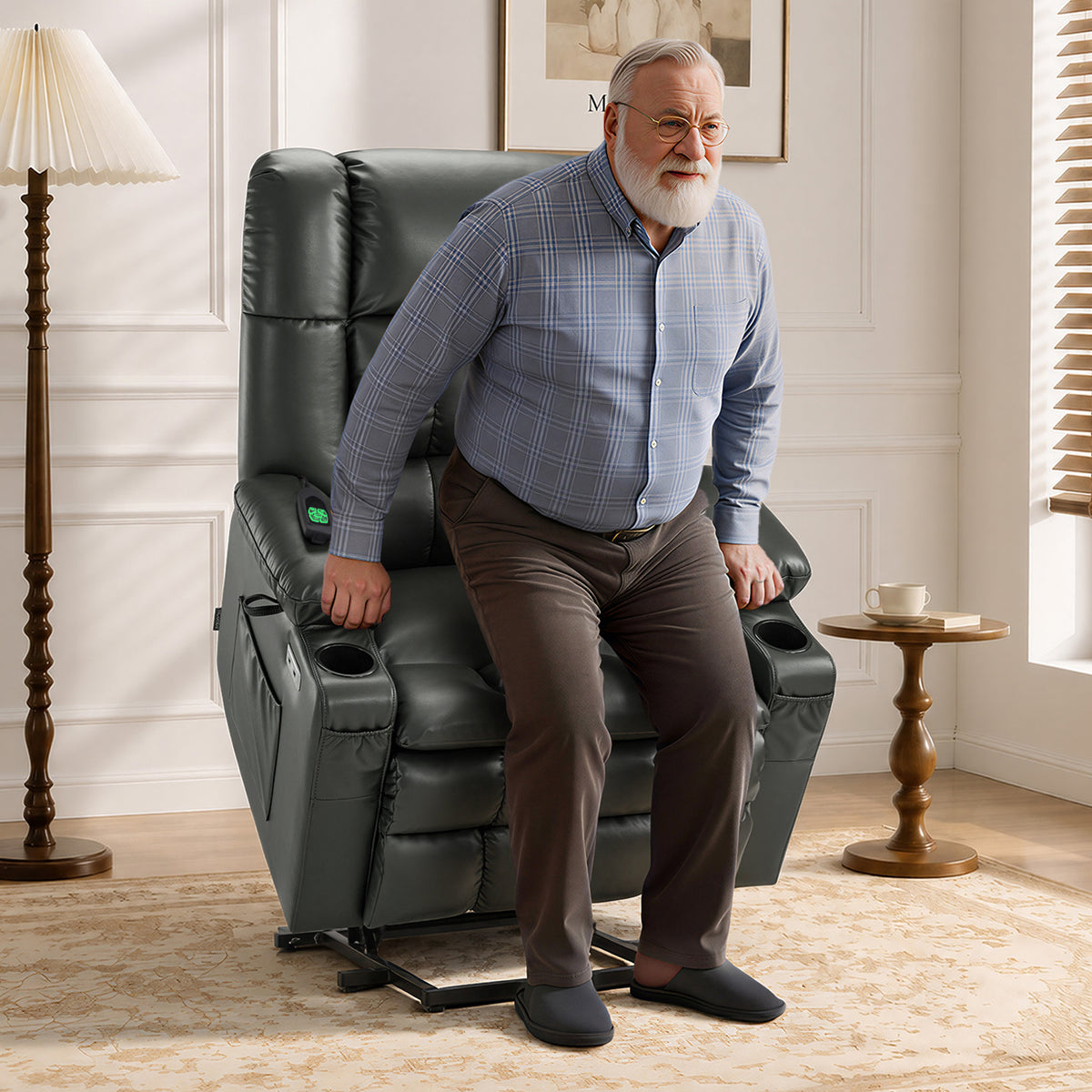 Dual Motor Power Lift Recliner Chair, Massage and Heat, Lay Flat for Sleeping, Faux Leather 7890|7893|7896|R7891|R7897|R7894