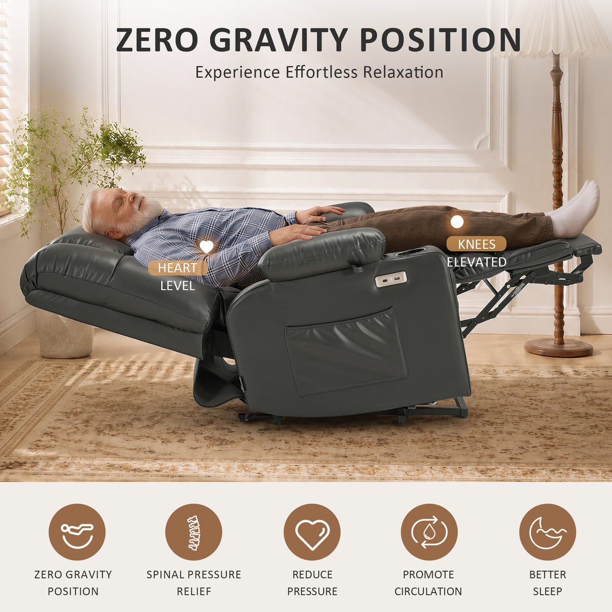 Dual Motor Power Lift Recliner Chair, Massage and Heat, Lay Flat for Sleeping, Faux Leather 7890|7893|7896|R7891|R7897|R7894