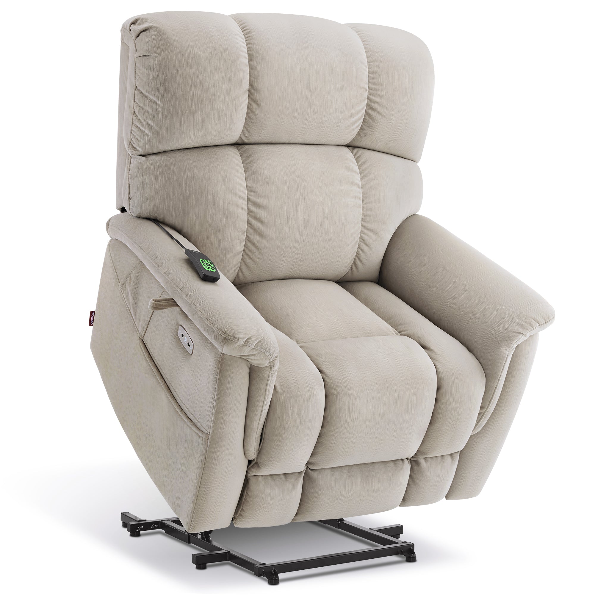 Power Lift Recliner Chair for Elderly, Dual Motor, Massage and Heat, Fabric R7166