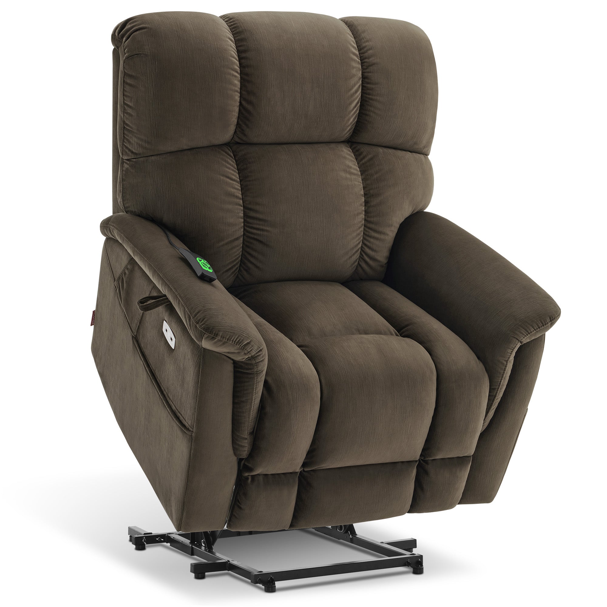 Power Lift Recliner Chair for Elderly, Dual Motor, Massage and Heat, Fabric R7166