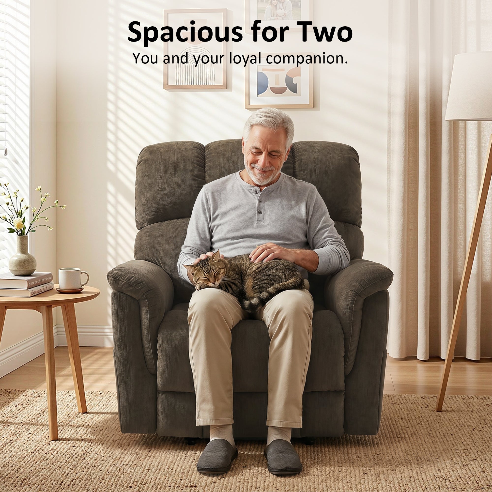 Dual Motor Power Lift Recliner Chair, Massage and Lumbar&seat Heating, Fabric R7166