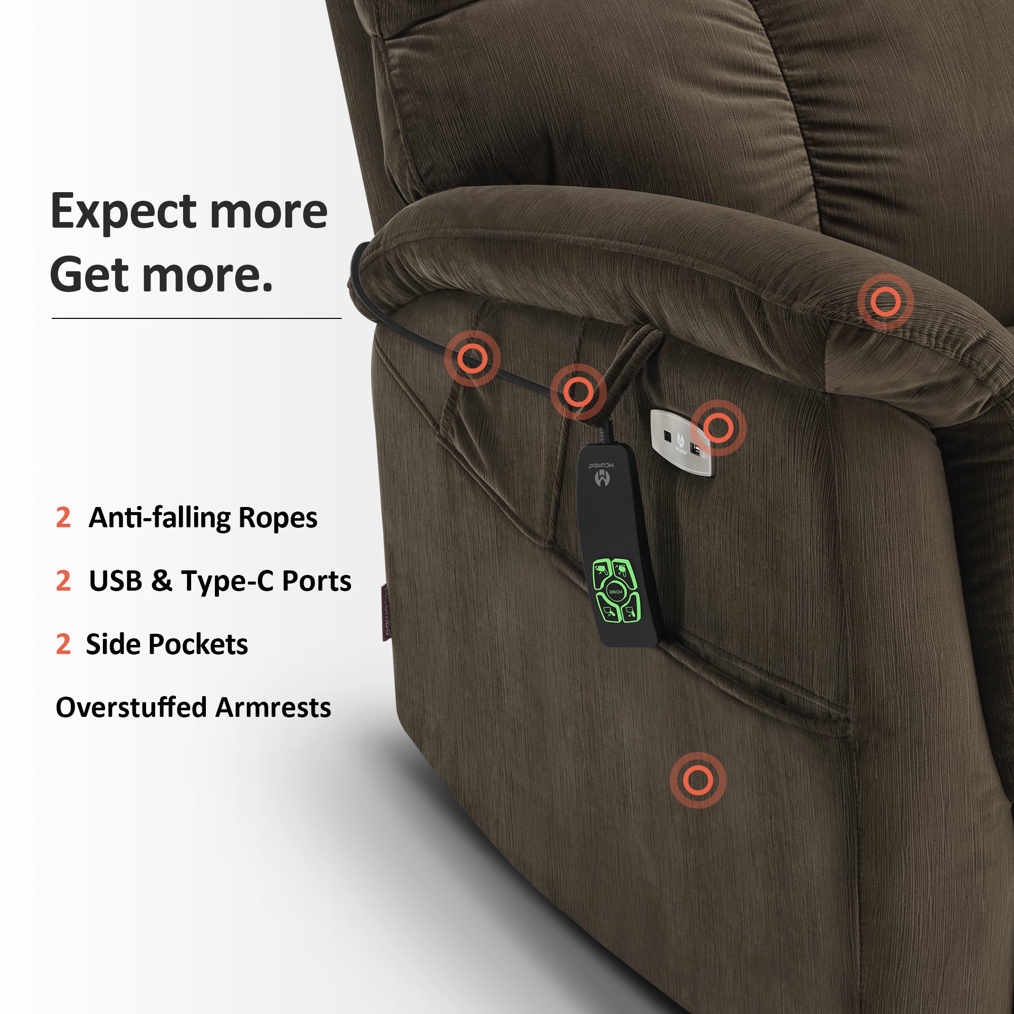 Dual Motor Power Lift Recliner Chair for Elderly, Massage and Lumbar&seat Heating, Fabric R7166