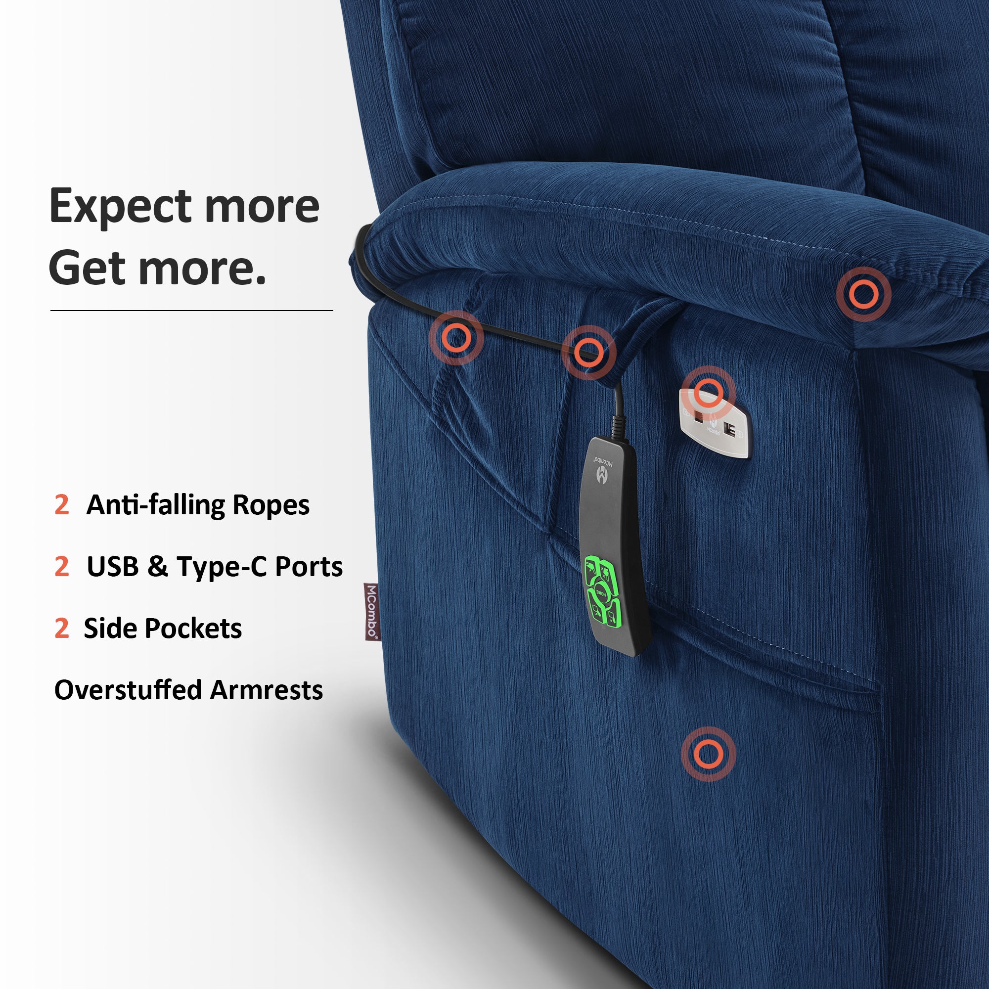 Dual Motor Power Lift Recliner Chair for Elderly, Massage and Lumbar&seat Heating, Fabric R7166